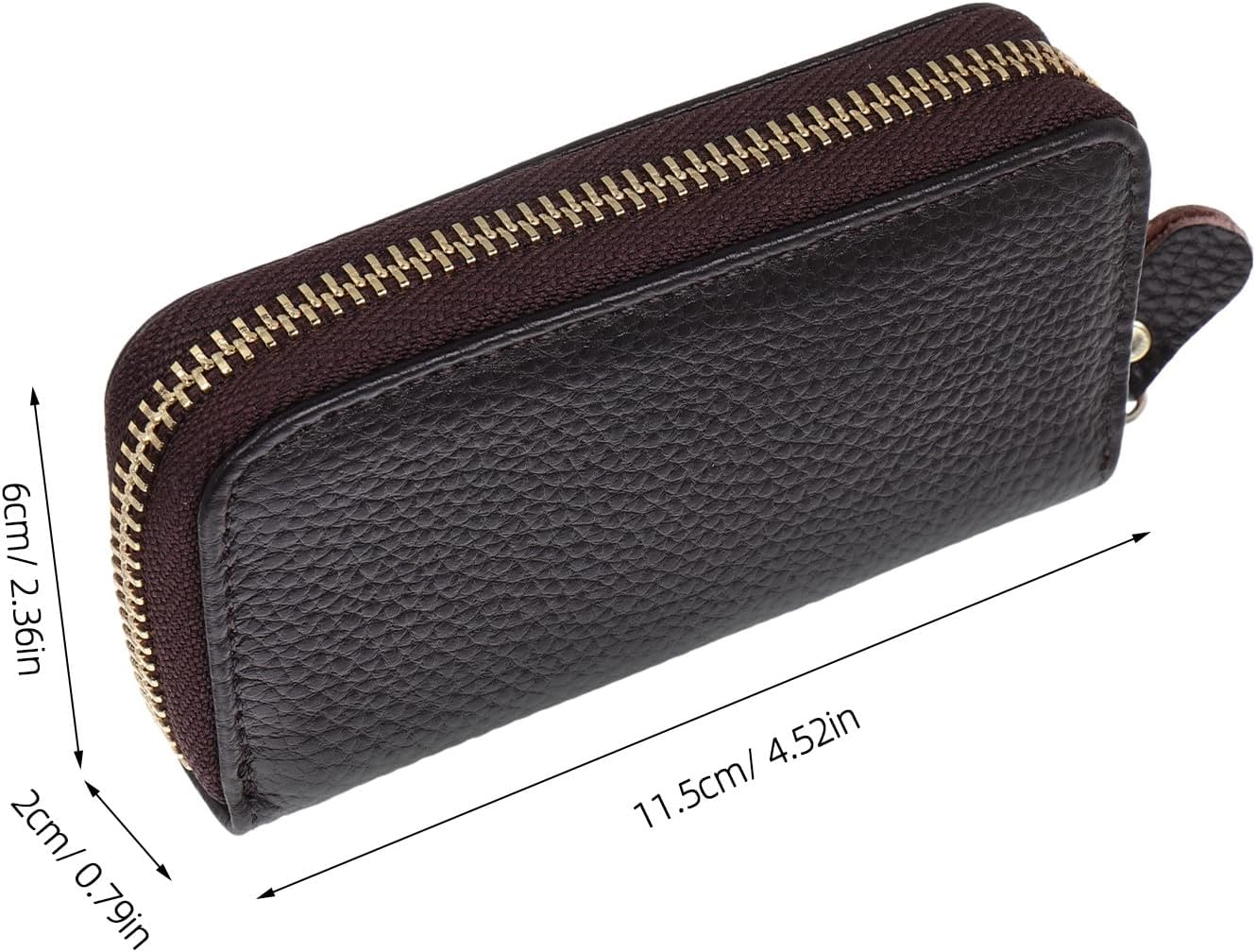 VALICLUD Large Capacity Genuine Leather Key Holder for Men with Zipper Multifunctional Car Key Pouch and Keyring Carabiner Unisex Small Card Wallet for Travel and Daily Use image number 1