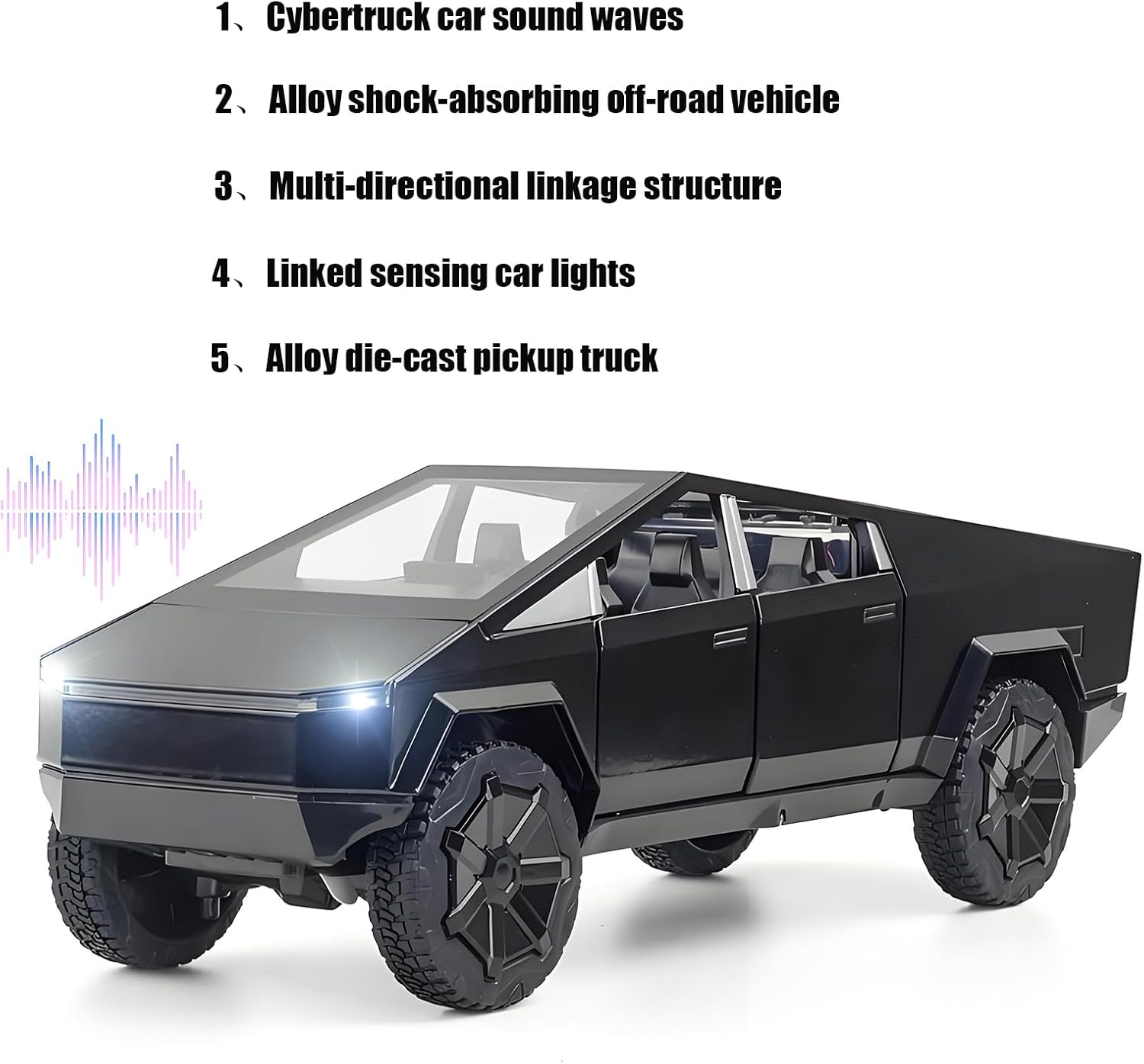 Diecast Metal Cybertruck Pickup Truck Race Car Toy with RV Motorcycle for Men Women Adult Display - Sound and Light Gift Model Y (1/32 Model 02) image number 1