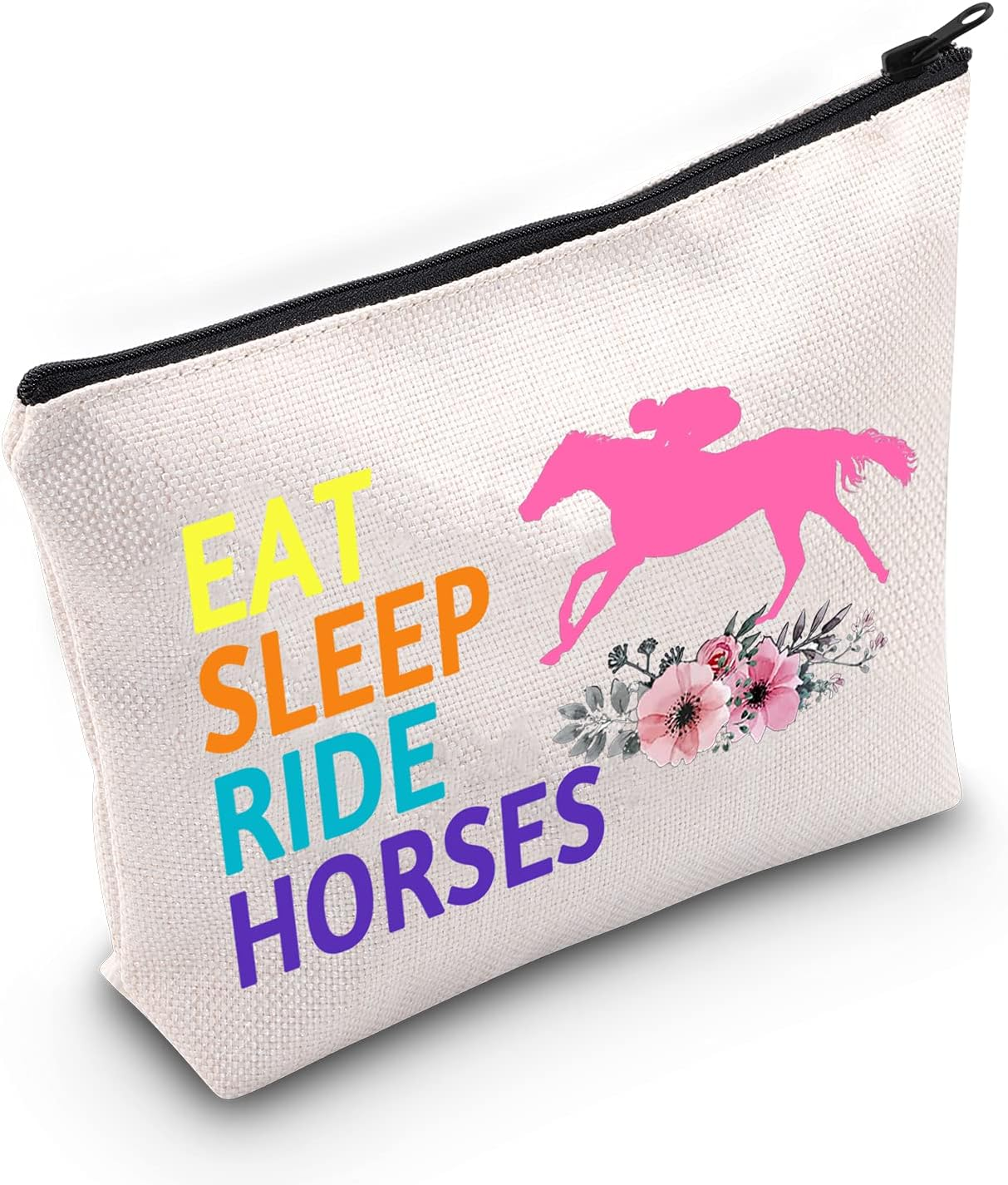 LEVLO Horse Riding Cosmetic Bag Horseback Riding Gift Eat Sleep Ride Horses Makeup Zipper Pouch Bag Horse Racing Merchandise, Eat Sleep Ride Horses, Make up Bag image number 5