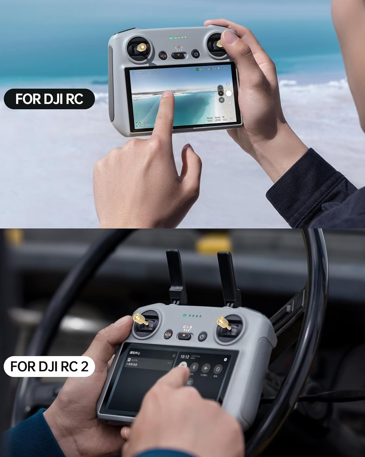 LKTOP 2 Pairs Mini 3/Mini 3 Pro/Mini 4 Pro/Air 3/Air 2S/Mavic 3/Mavic 3 Pro/Mavic 3 Classic Remote Controller Sticks for DJI / Joystick Rocker Replacement Accessories (Gold) image number 6