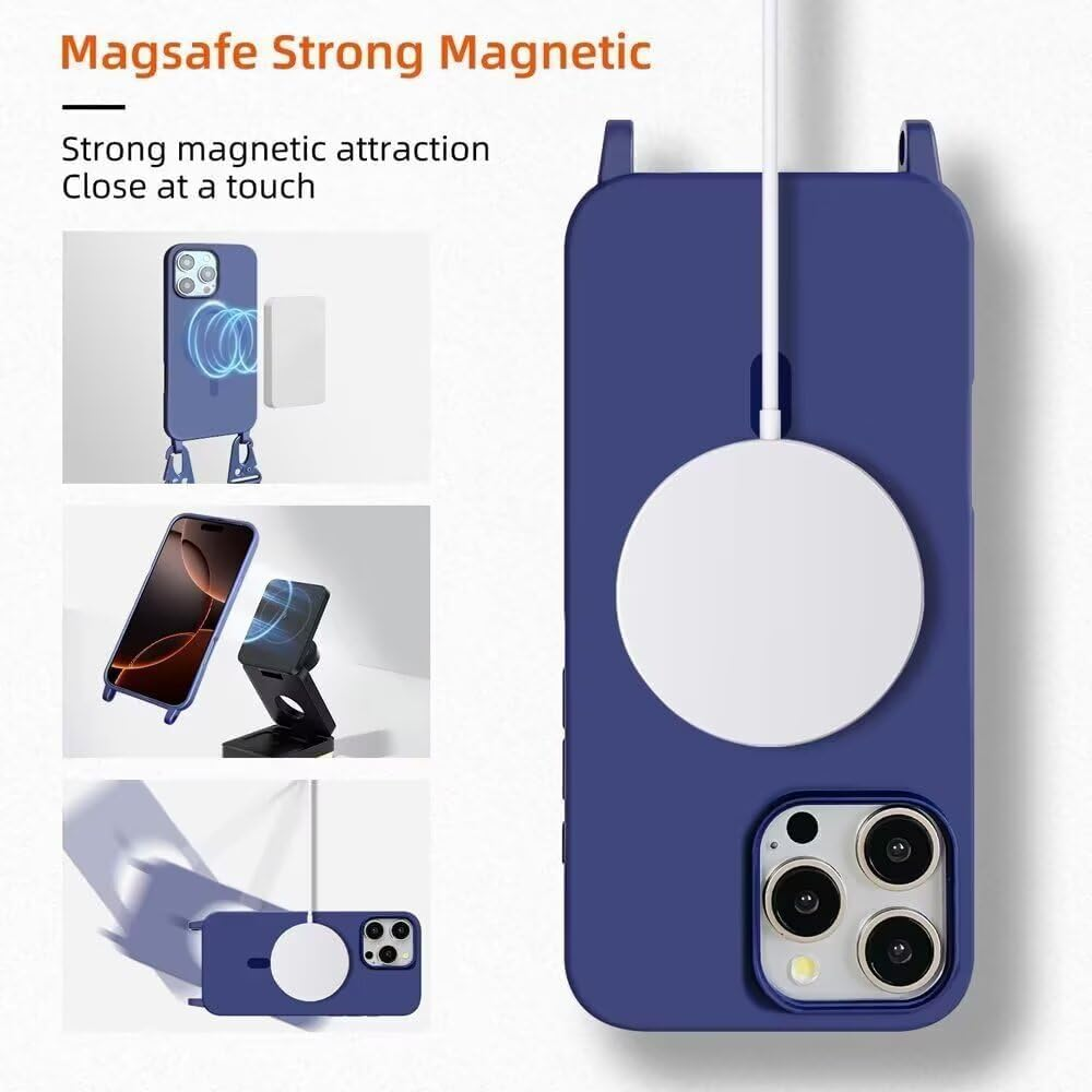 Mobile Phone Chain with Strap for Samsung Galaxy S25 FE Case, Lanyard (Removable) Mobile Phone Case with Adjustable Cord Removable Strap, Crossbody Protective Case for Hanging Cord, Black image number 7