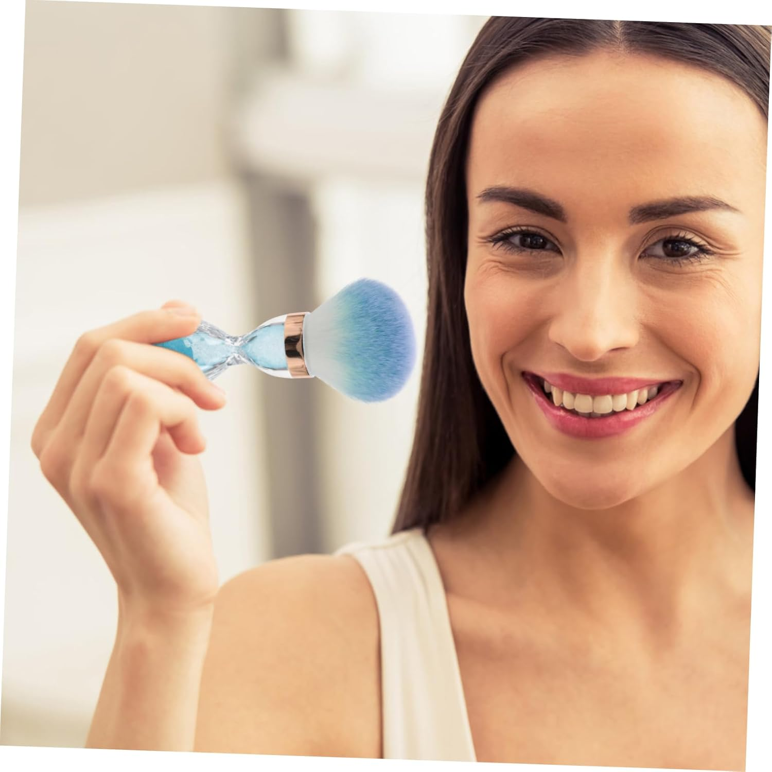 Soft Nail Brush for Makeup Nail Large Cleaning Tool for Dust Removal Powder Brush Facial Use Gentle Design - Sky-Blue image number 2