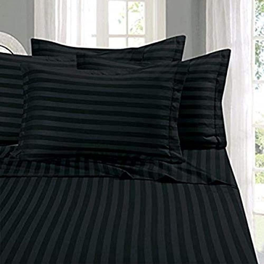 Elegant Comfort Wrinkle & Fade Resistant 1500 Thread Count - Damask Stripes Egyptian Quality Luxurious Silky Soft 4-Piece Sheet Set, up to 16" Deep Pocket, King, White