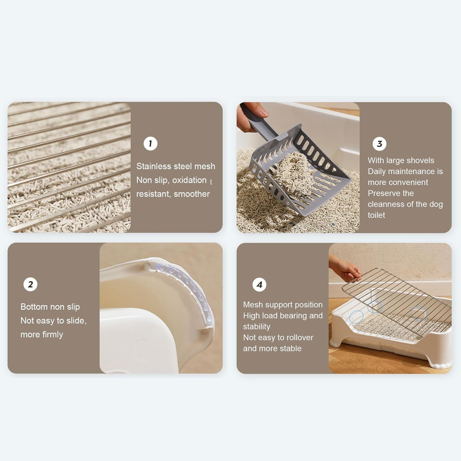 Dog Potty Tray, Stainless Steel Removable Washable Pet Toilet Training Pee Pad Tray for 1.5 to 2.5Kg Small Medium Dogs, 15Mm Spacing, Mesh Dog Training Toilet Dog Litter Box