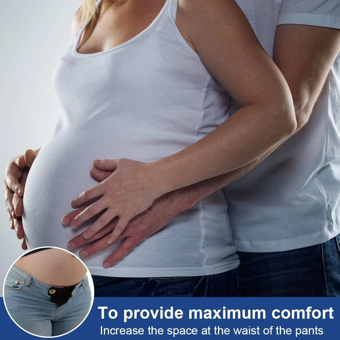 Pack of 4 Jeans Extensions with Adjustable Waistband, Elastic Maternity Trousers Extender, Adjustable Waistband Extension for Pregnant Women