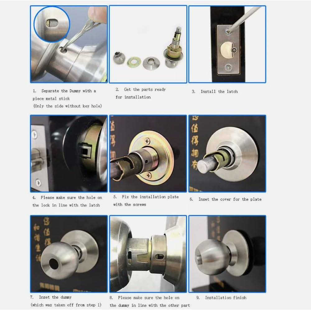 ZONADA Ceramic Door Knob Lock Set with Keys &ndash; White Vintage Style Interior Exterior Door Knobs for Bedroom, Bathroom, Kitchen, Laundry Room, Privacy Passage Entry Door Locking Handles image number 6