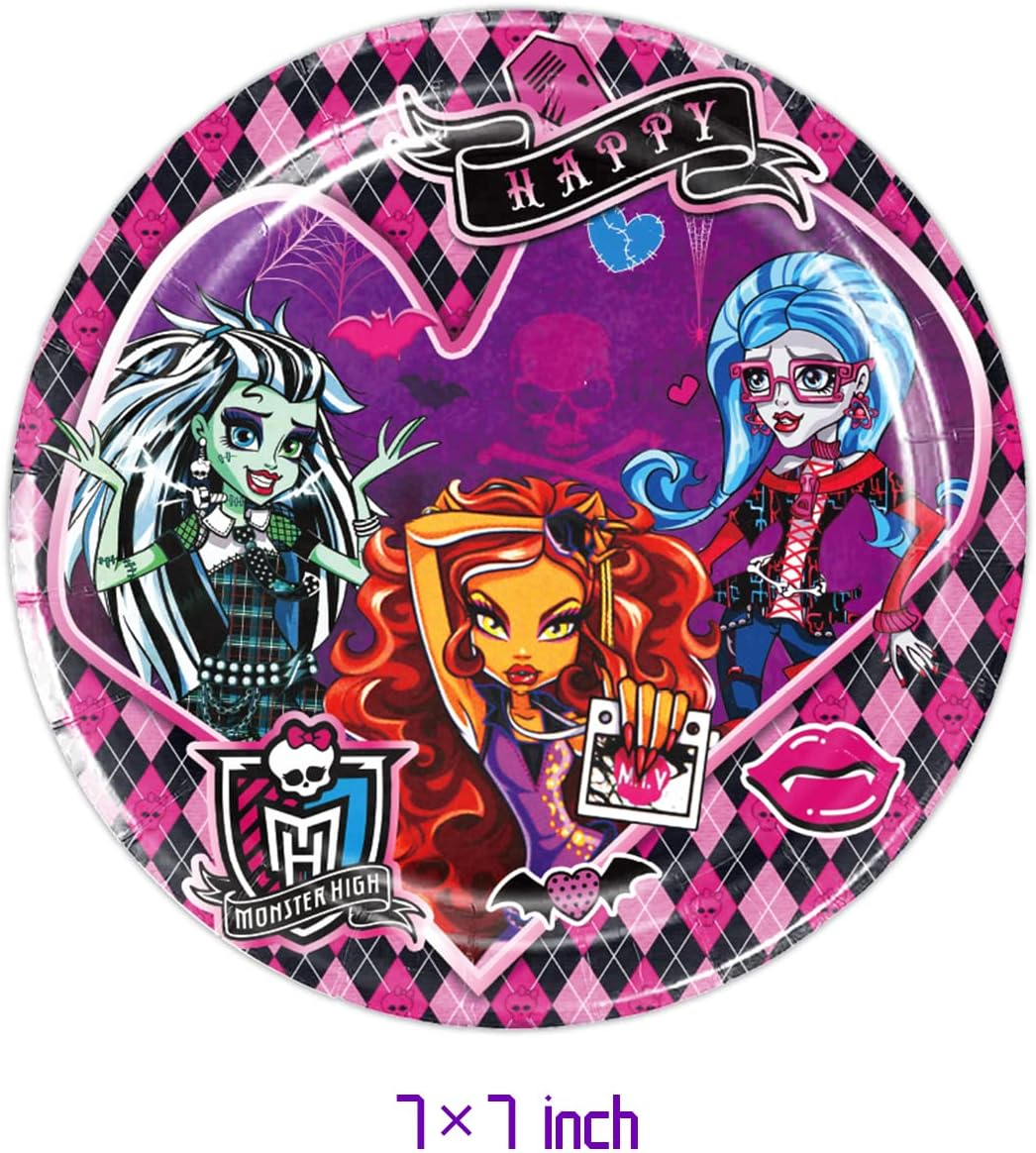 40Pack Monster-High Birthday Party Supplies Include 20 Plates, 20 Napkins for the Monster-High Party Decoration image number 4