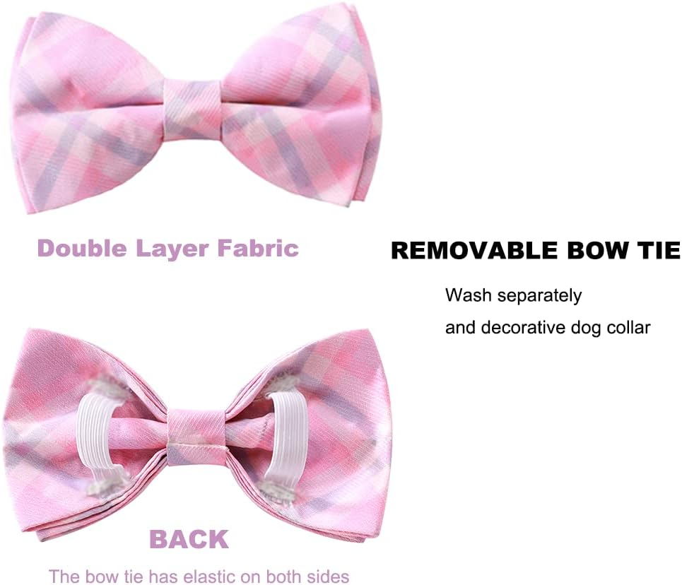 WAPSAT Dog Collar and Cat Collar with Bowtie, Adjustable Bow Tie Dog Collar with Safety Locking Buckle, Soft & Comfy Bowtie Dog Collar for Gift