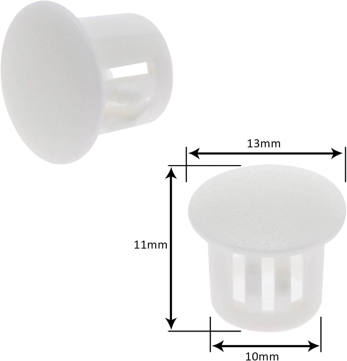 Ecsing 100PCS Hole Plugs White Plastic 10Mm Snap in Locking Hole Tube 10-10.5Mm Steel Furniture Fencing Post Pipe Insert End Caps for Cupboards Wardrobes Cabinets Funiture image number 6
