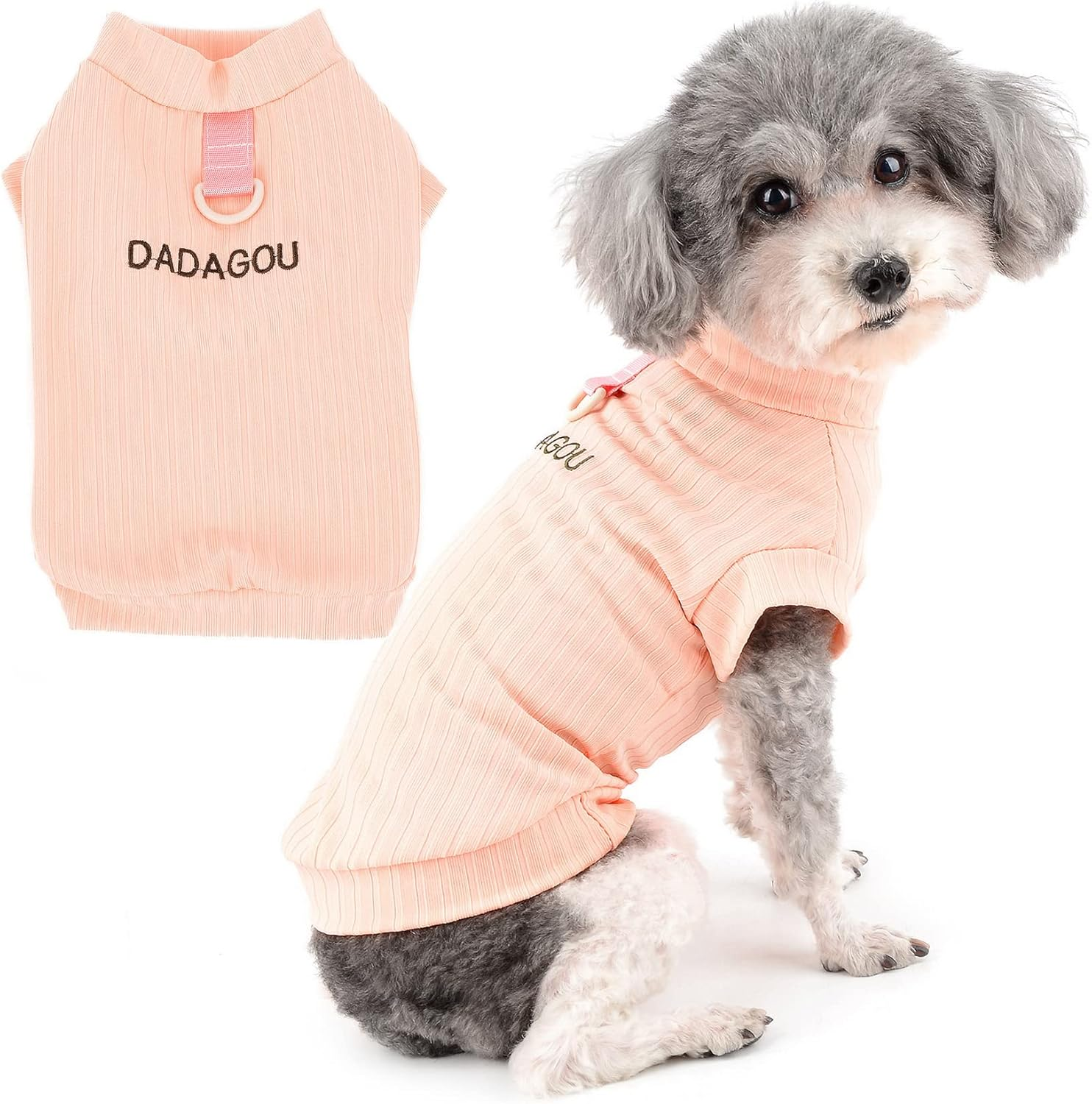 Zunea Dog Shirts with D-Ring for Small Dogs Girls Boys Summer Puppy T-Shirt Soft Breathable Tank Top Sleeveless Cool Clothing Plain Basic Shirt Pet Clothing for Chihuahua Pink L
