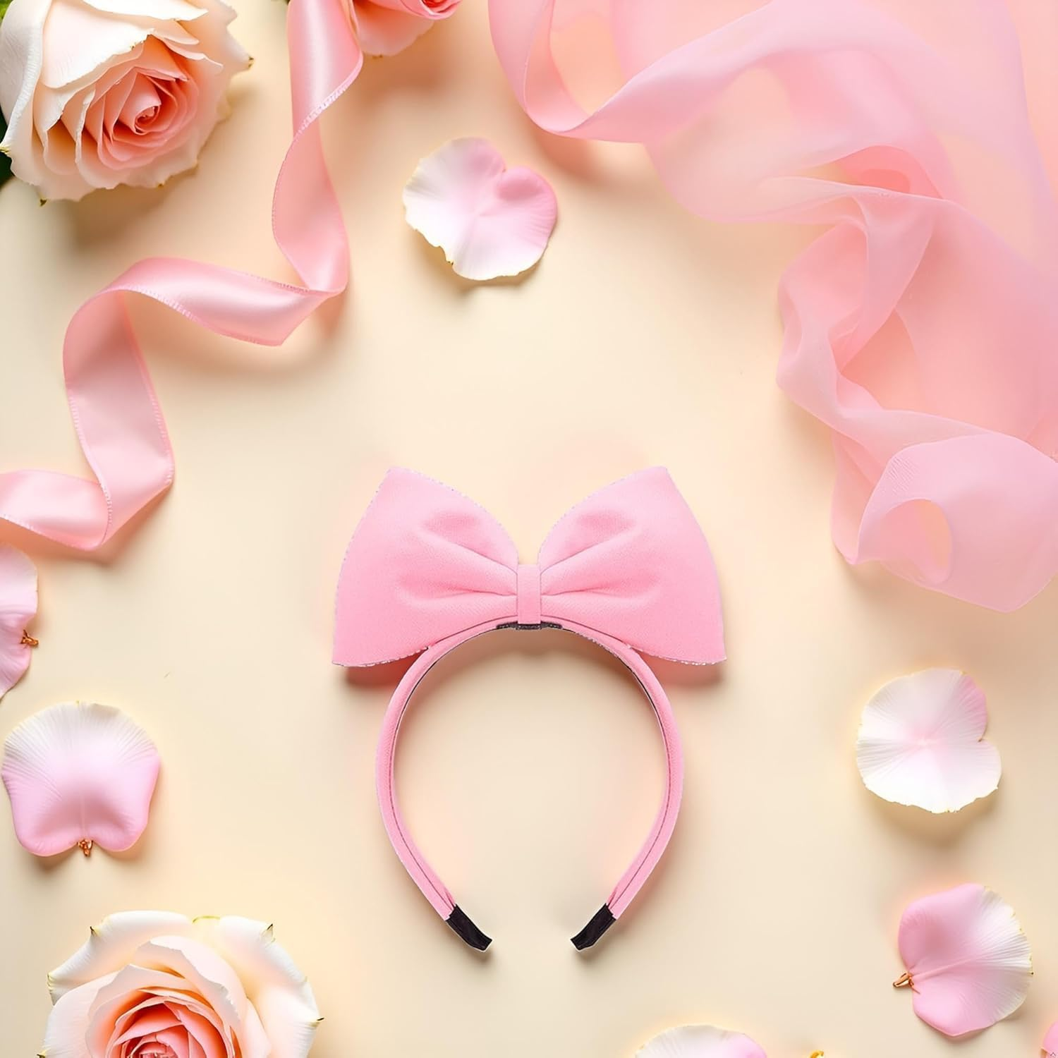 2Pcs Sweet Pink Halloween Bow Headband Bowknot Hair Hoops Bands Headpiece Hairband for Women and Grils,Women Christmas Birthday Party Decorations Accessories Easy to Wear,Headbands Hair Accessories image number 2
