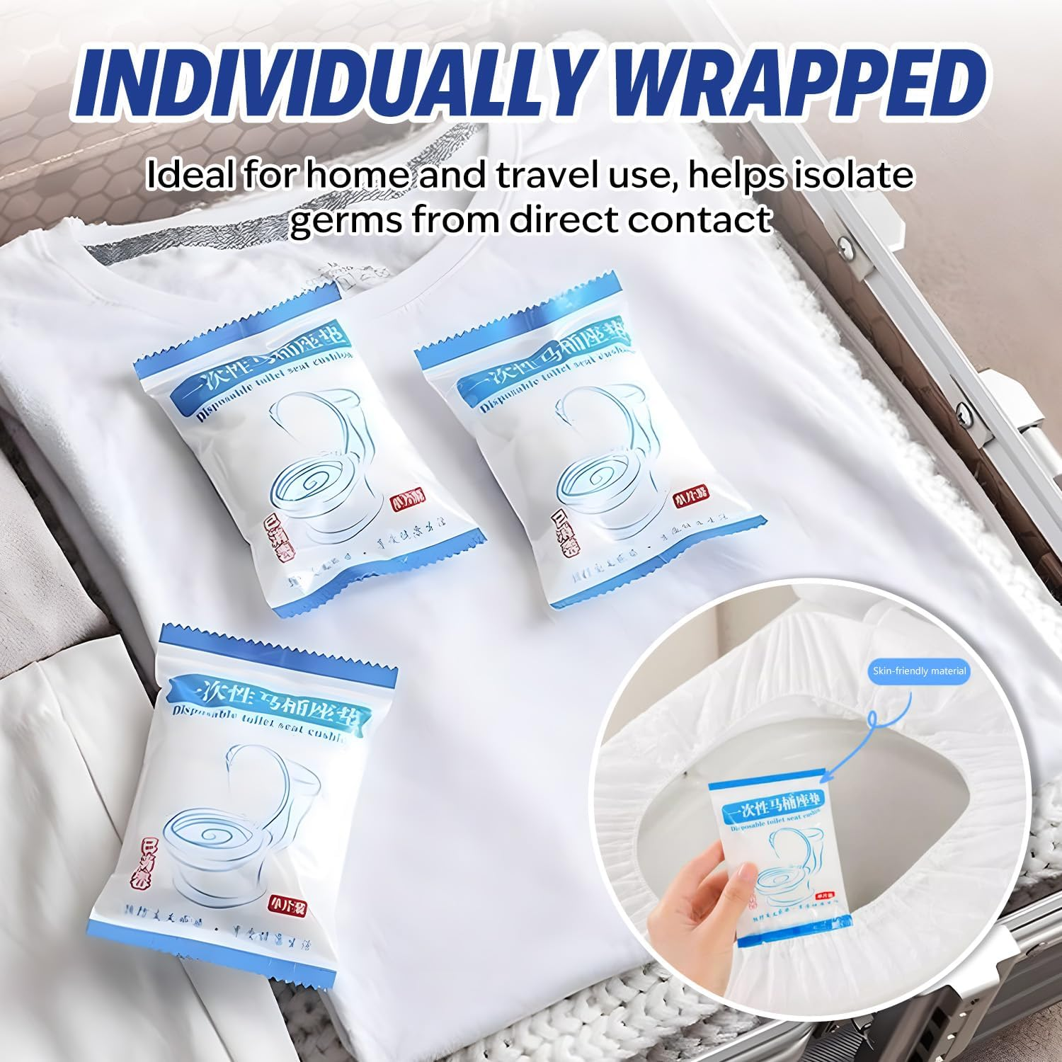 WALWAL 10 Pack Disposable Toilet Seat Covers, Individually Packaged Travel Hygiene Products, Waterproof and Anti-Slip Design for Public Restrooms, Hotels, Potty Training, & On-The-Go Hygiene image number 1
