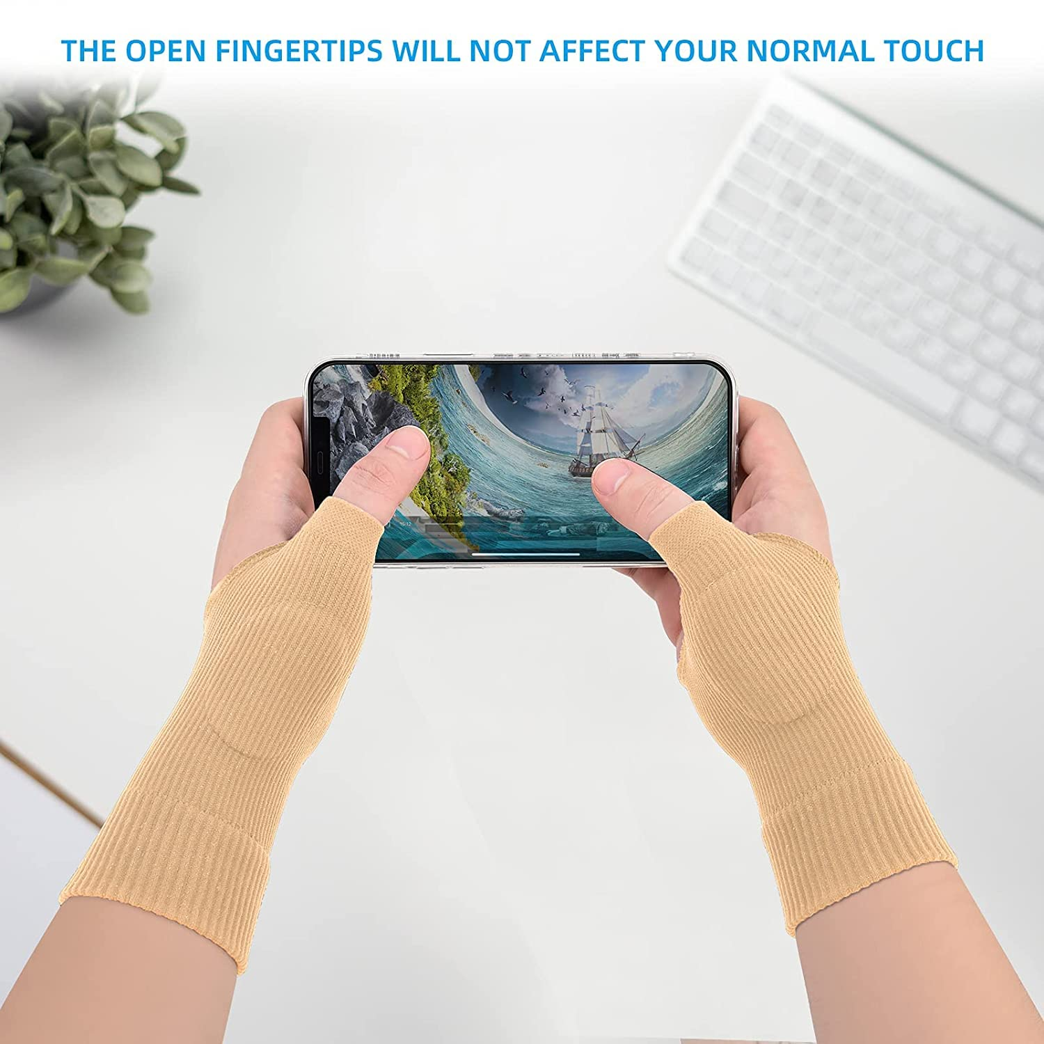 2PCS Gel Thumb Wrist Support Brace, Breathable Compression Arthritis Gloves for Thumb Arthritis, Carpal Tunnel, Tenosynovitis for Men and Women Fits Both Hands image number 1