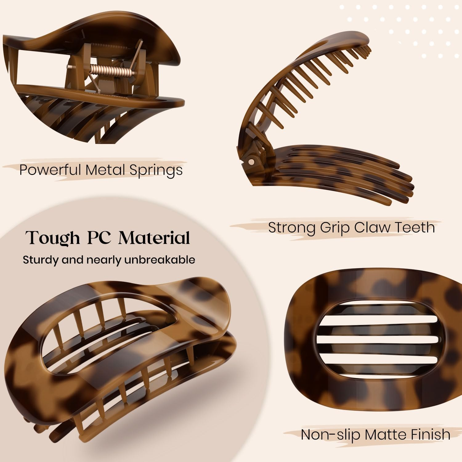 Sooyee Oeusnael 4 PCS Flat Hair Clips, French round Lay down Hair Claw Clips for Women Girls,Strong Hold Hair Barrettes for Thick Thin Hair,Comfortable Curved Flat Clips for Lying,Driving and More image number 2