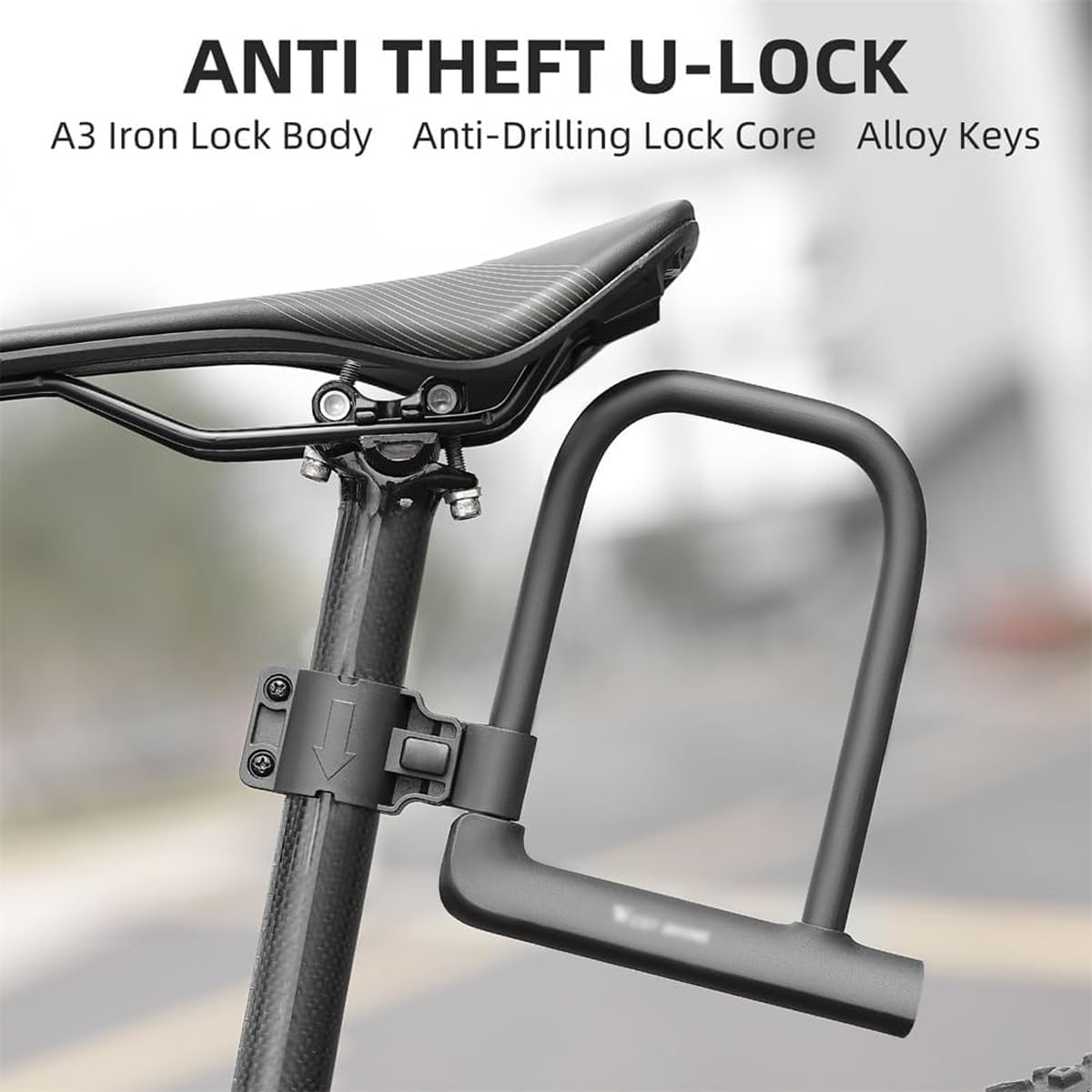 AIMALL Heavy Duty Bicycle U Lock Anti-Theft Zinc Alloy Core with PVC Coating, A3 Steel Body, 6.29X7.59In Security Lock for Bike, E-Bike, Scooter, Gate image number 2