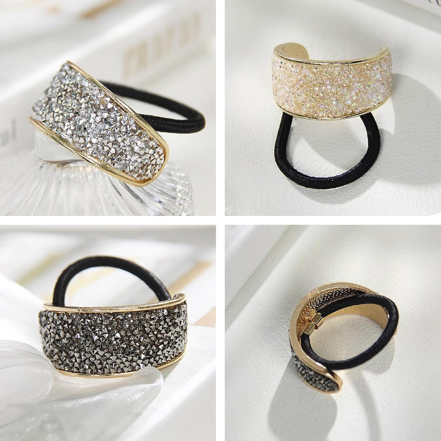 Ceeyoll Pack of 6 Hair Bobbles Hair Pins for Women with Rhinestones Decorated Metal Ponytail Holder Exquisite Hair Accessories Hair Bobbles Headwear for Women and Girls image number 6