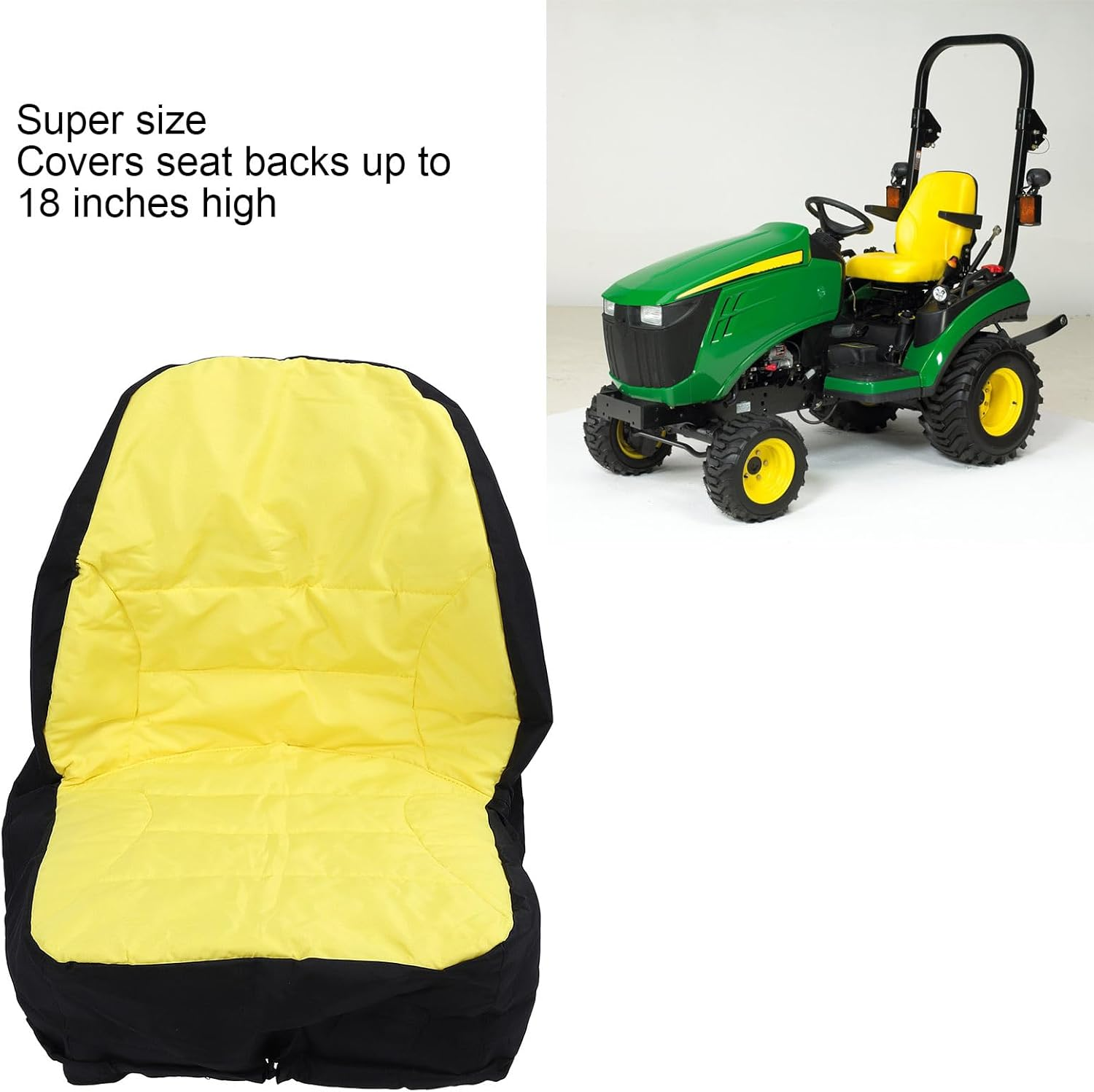 Tractor Seat Cover, LP95233 Water Proof Riding Lawn Mower Seat Cover, Compatible with John 3E 3R 4 M Series 1023E Tractor, Back up to 18In High, Oxford 300D Fabric image number 6