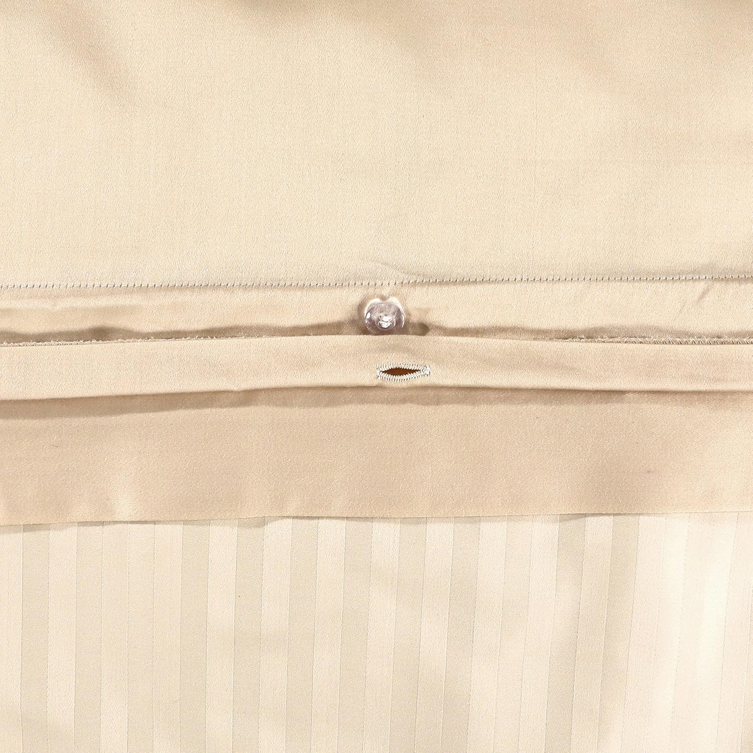 Enviohome 1000 Thread Count Cotton Ivory Satin Stripe Reversible Duvet Cover Quilt Bedding Set - Double, Ivory image number 3