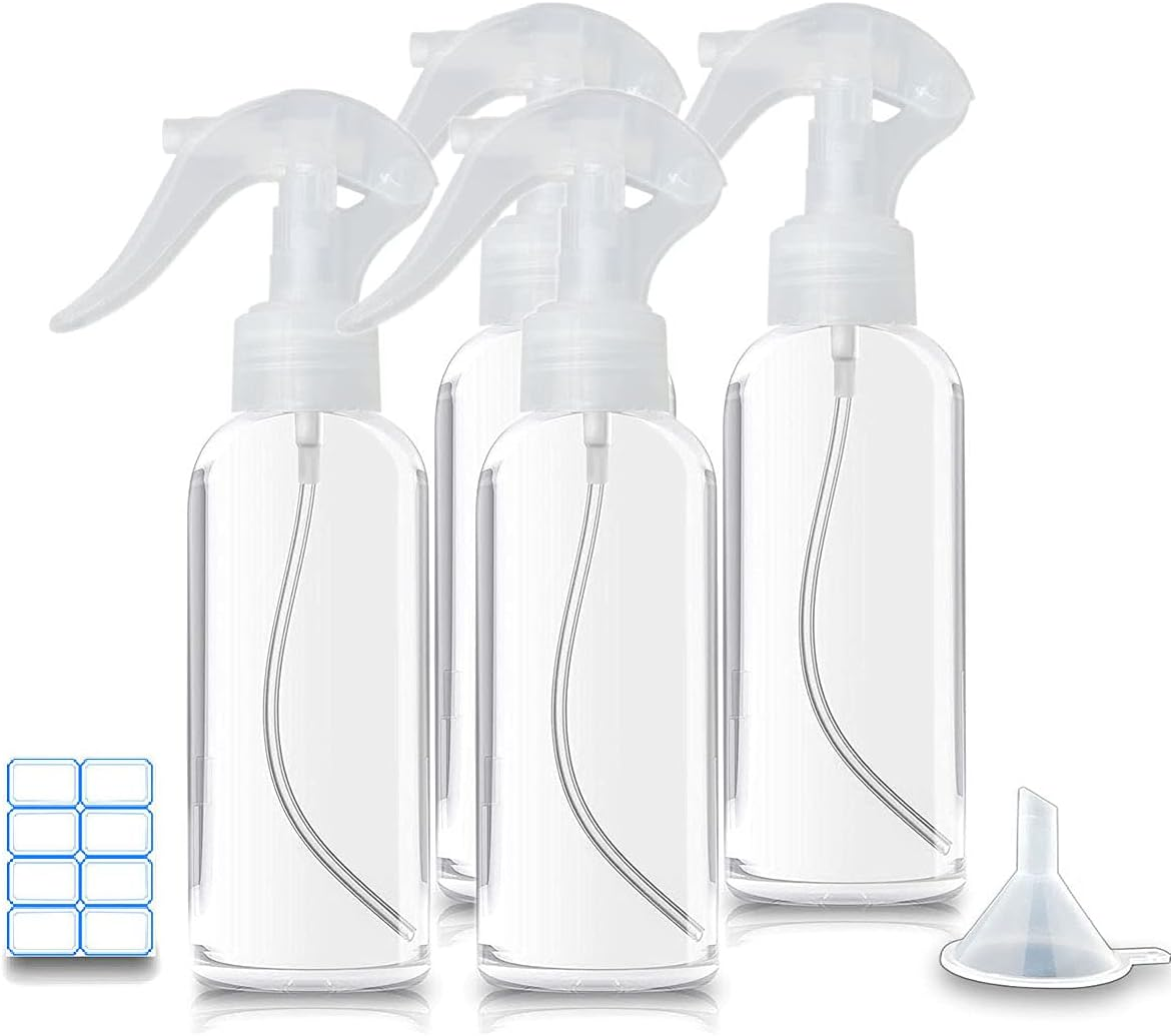 Fine Mist Empty Spray Bottle 100Ml/3.5Oz Clear Plastic Refillable Small Perfect for Beauty Perfumes Essential Oils Water & More (4 Pack) image number 6
