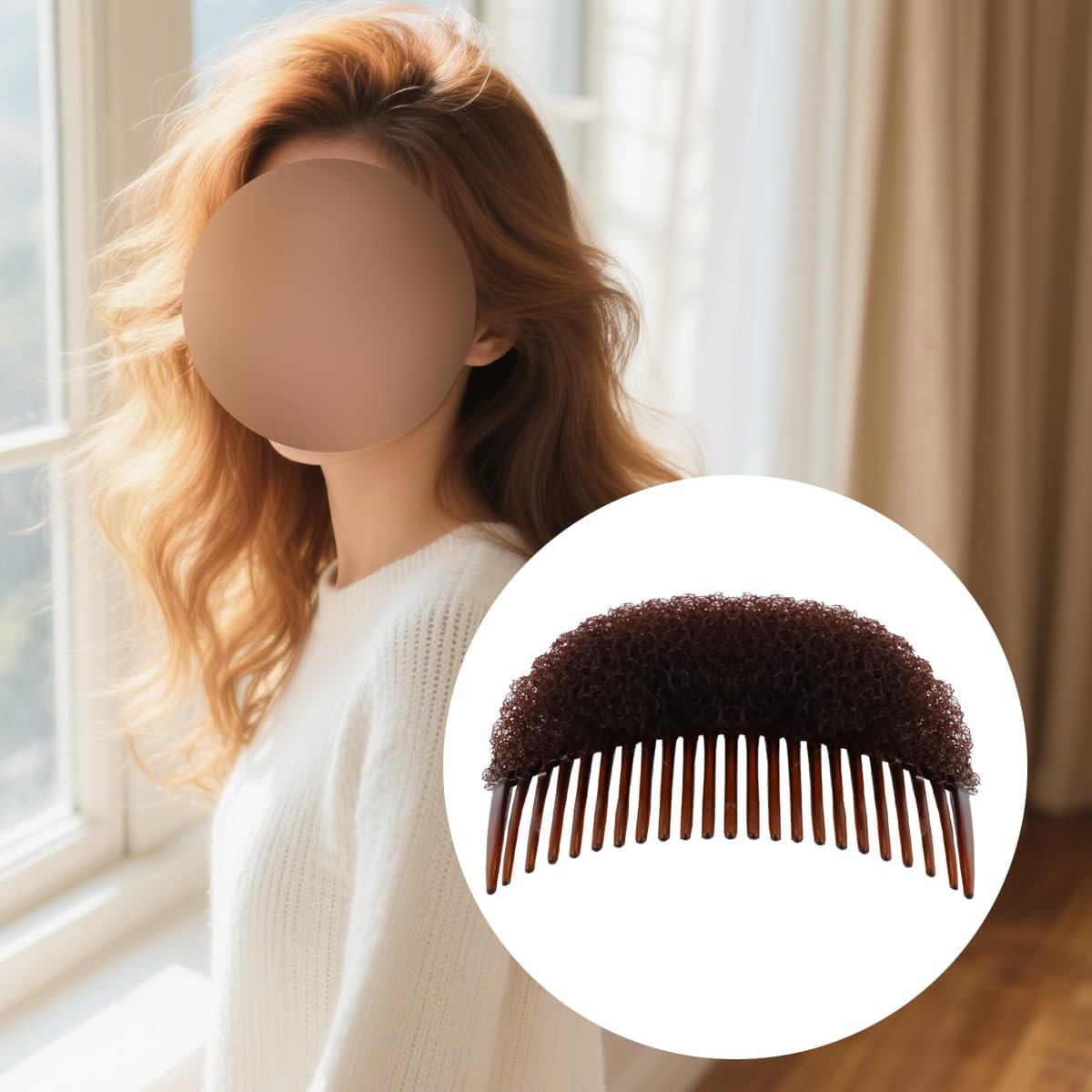 Gorise 1 Piece Brown Voluminous Styling Clip for Curly Hair Bun Maker Tool Comb Multifunctional Hair Accessory for Instant Hair Styling and Volume Enhancement image number 1