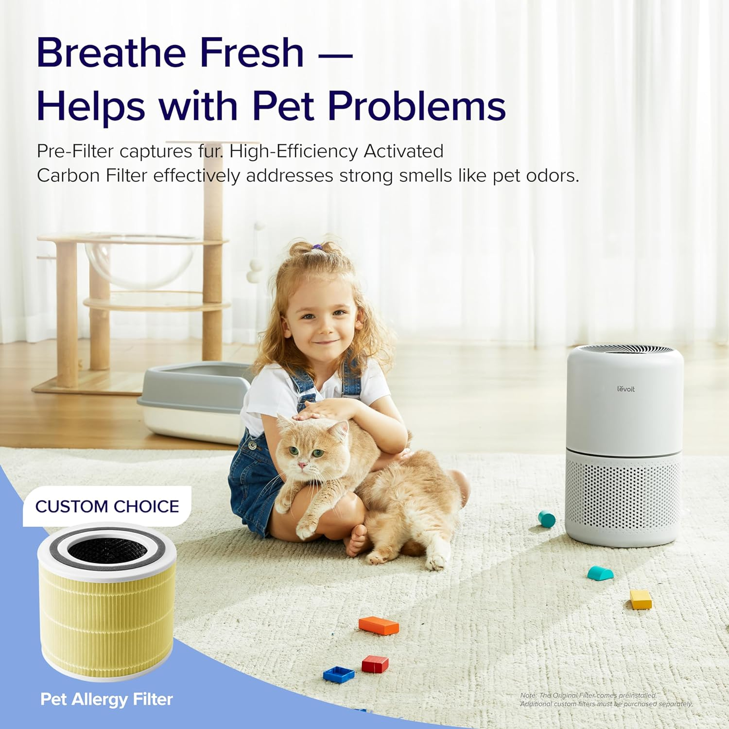 Air Purifiers for Home Dust Smoke Pet Hair, up to 40M&sup2;, H13 True HEPA Air Filter with Timer, Sleep Mode, Ozone Free, 24Db Quiet Air Cleaner for Bedroom, Office, Core 300, White image number 5