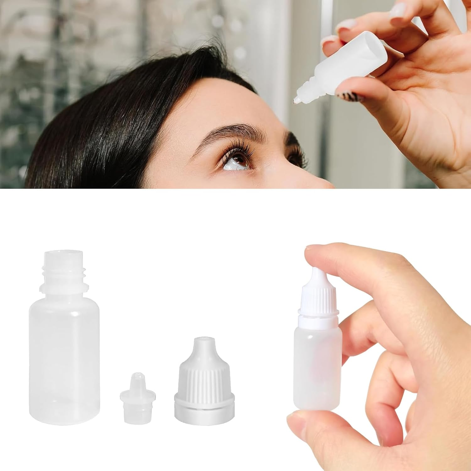 20Pcs 10Ml Squeezable Dropper Bottles White, with 1Funnel and 2 Dropper and 2Pcs 21 Stickers for Travel, Medical, Arts Crafts, Laboratory, Home image number 6