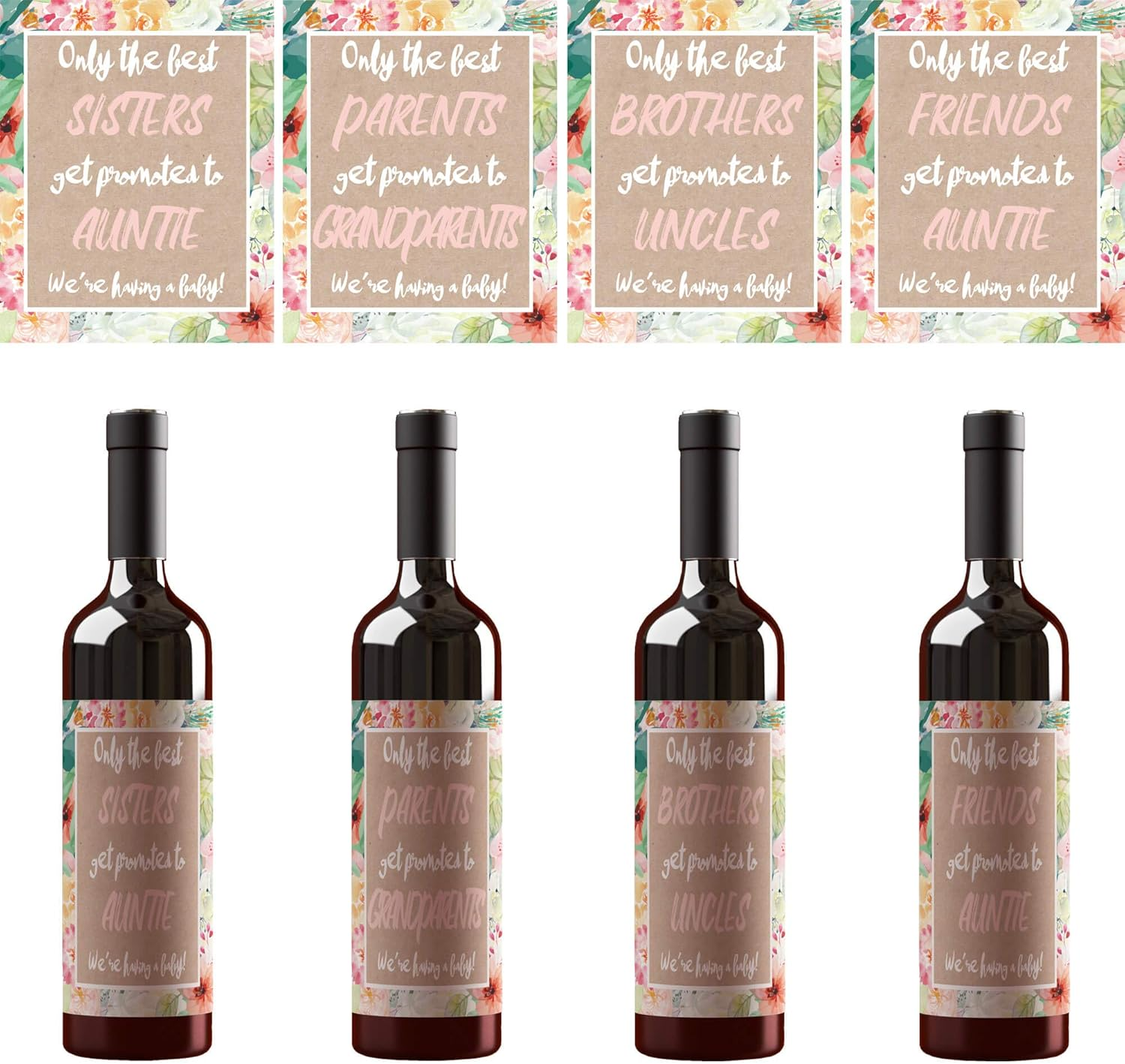 8 Pregnancy Announcement Wine Bottle Labels. for Parents to Grandparents, Brothers Sisters Friends Promoted to Aunts Uncles. Announcing New Baby Reveal. Baby Surprise Gifts Decorations image number 4