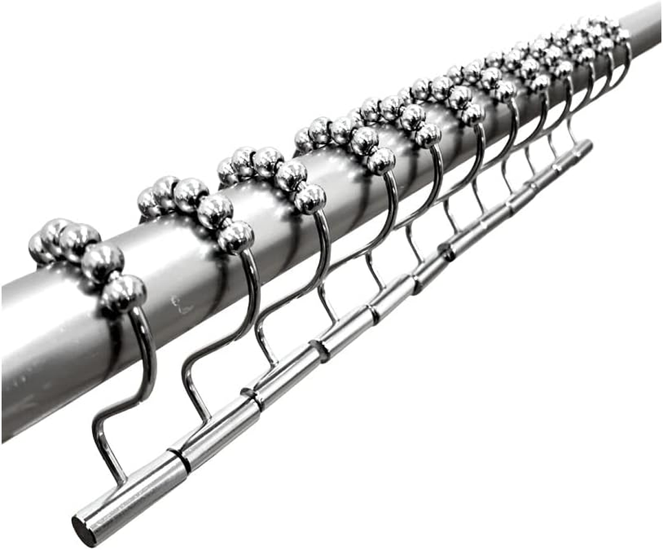 The Nono Bracket Company T-Bar Stainless Steel Shower Curtain Hooks Rings Set of 12, Chrome (Chrome, Stainless Steel) image number 6