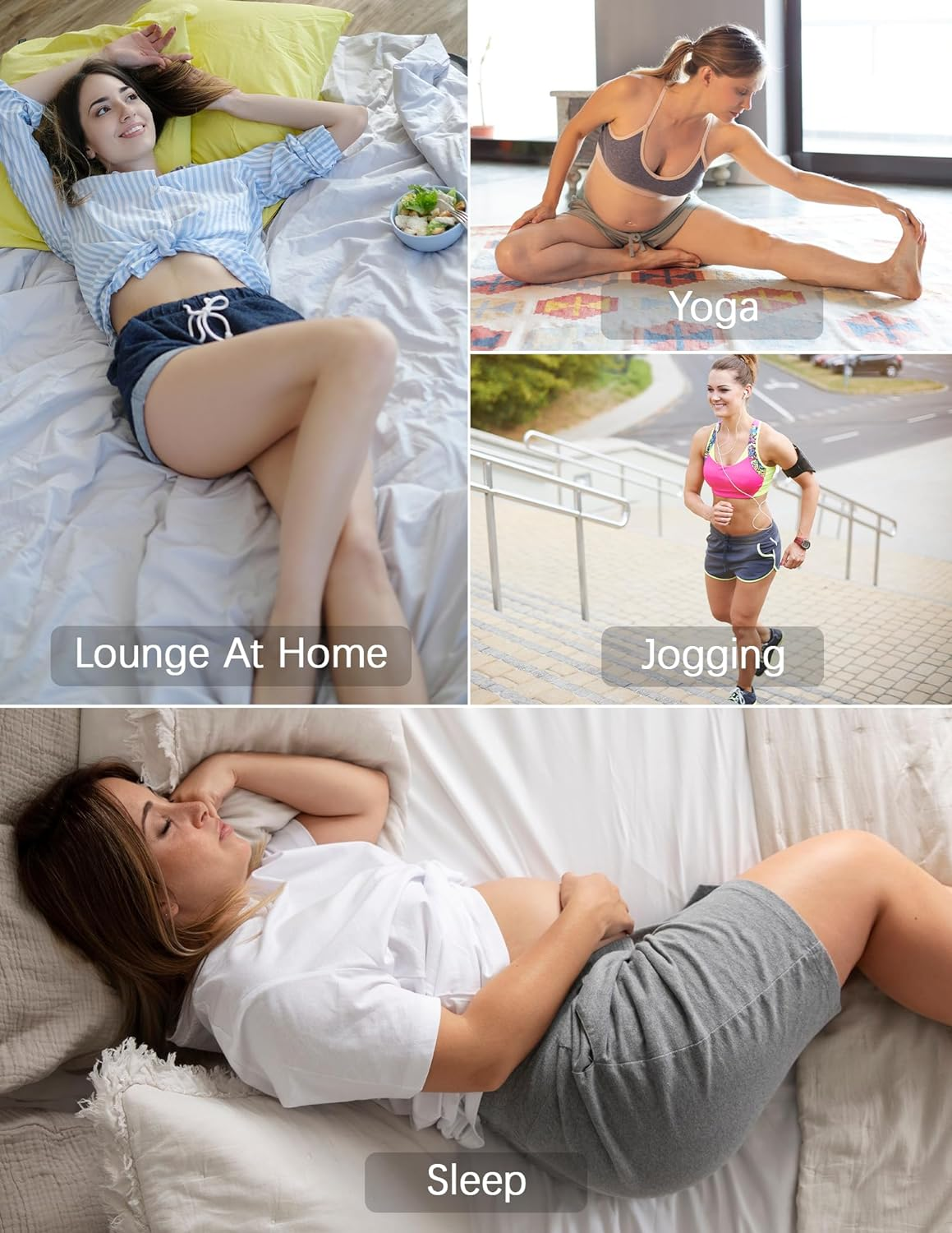 Fitglam Women'S Maternity Shorts over the Belly Maternity Comfy Lounge Clothes Pregnancy Athletic Activewear with Pockets image number 2