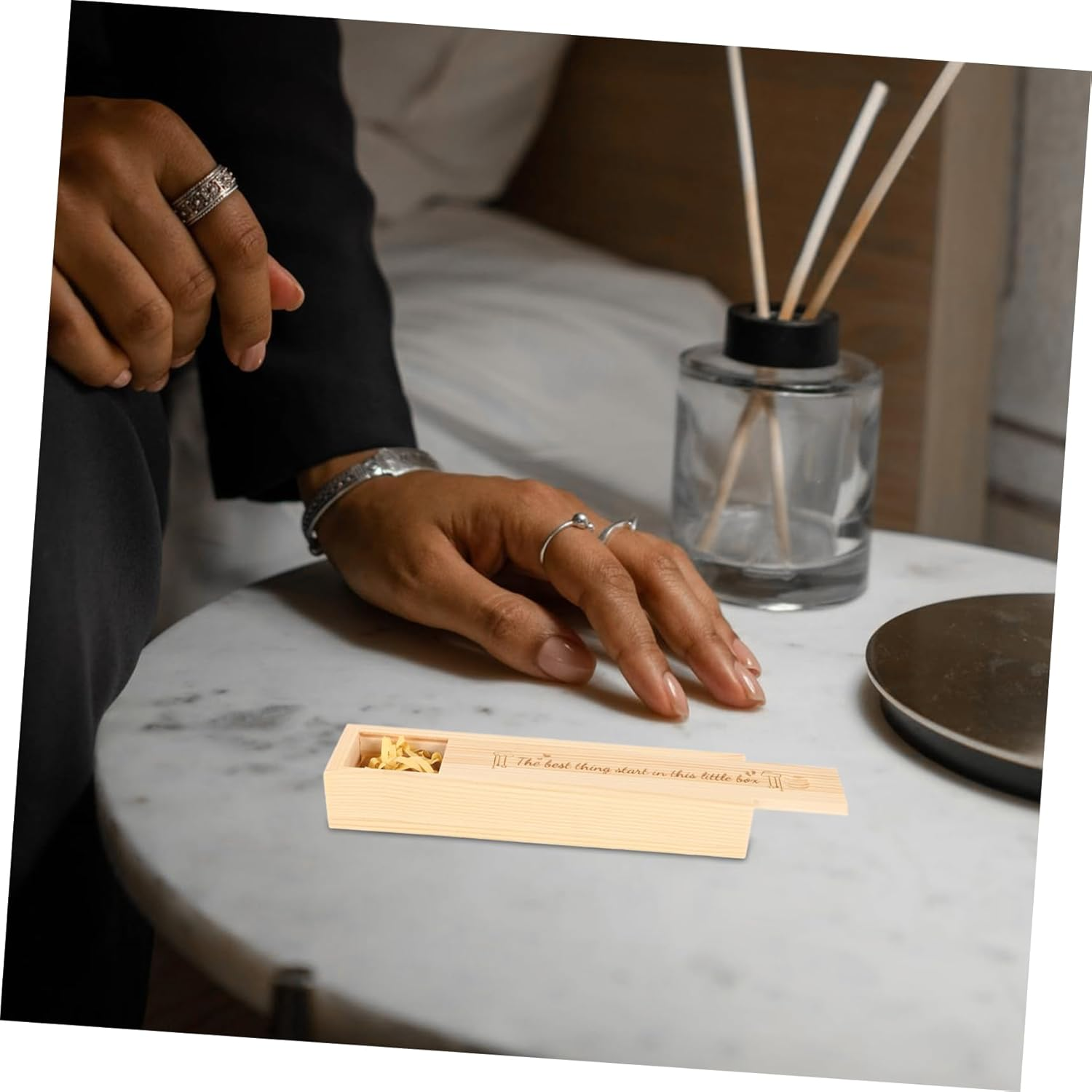 ABOOFAN Wood Pregnancy Test Storage Box Lid, Baby Announcement Keepsake Organizer, Natural Wood Pregnancy Test Holder for Pregnant Women, Newborn image number 1