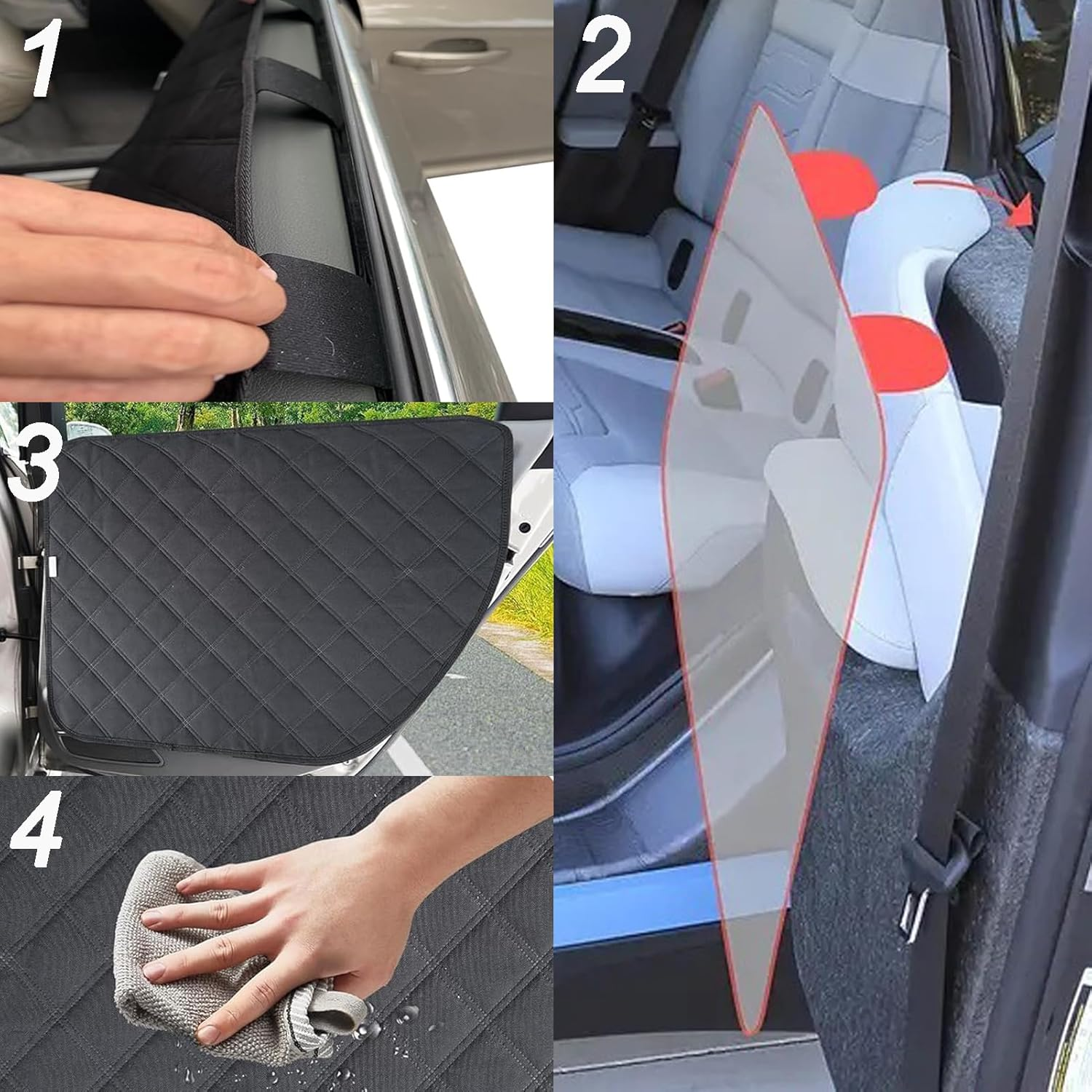 Car Door Protector,2 Pack 29&lsquo;&rsquo;&times;17'' Doors Protector from Dog Scratching,Repels Water,Dirt,Scratching Screen Door Protector for Dogs,Suitable for Camping and Traveling image number 4
