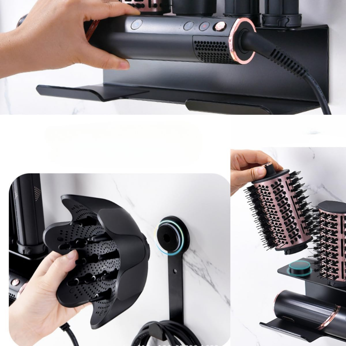 GENCAM Airwrap Wall Mount Organizer for Shark Flexstyle 430/440, Aluminum Alloy Storage Holder and Attachments (Black) image number 3