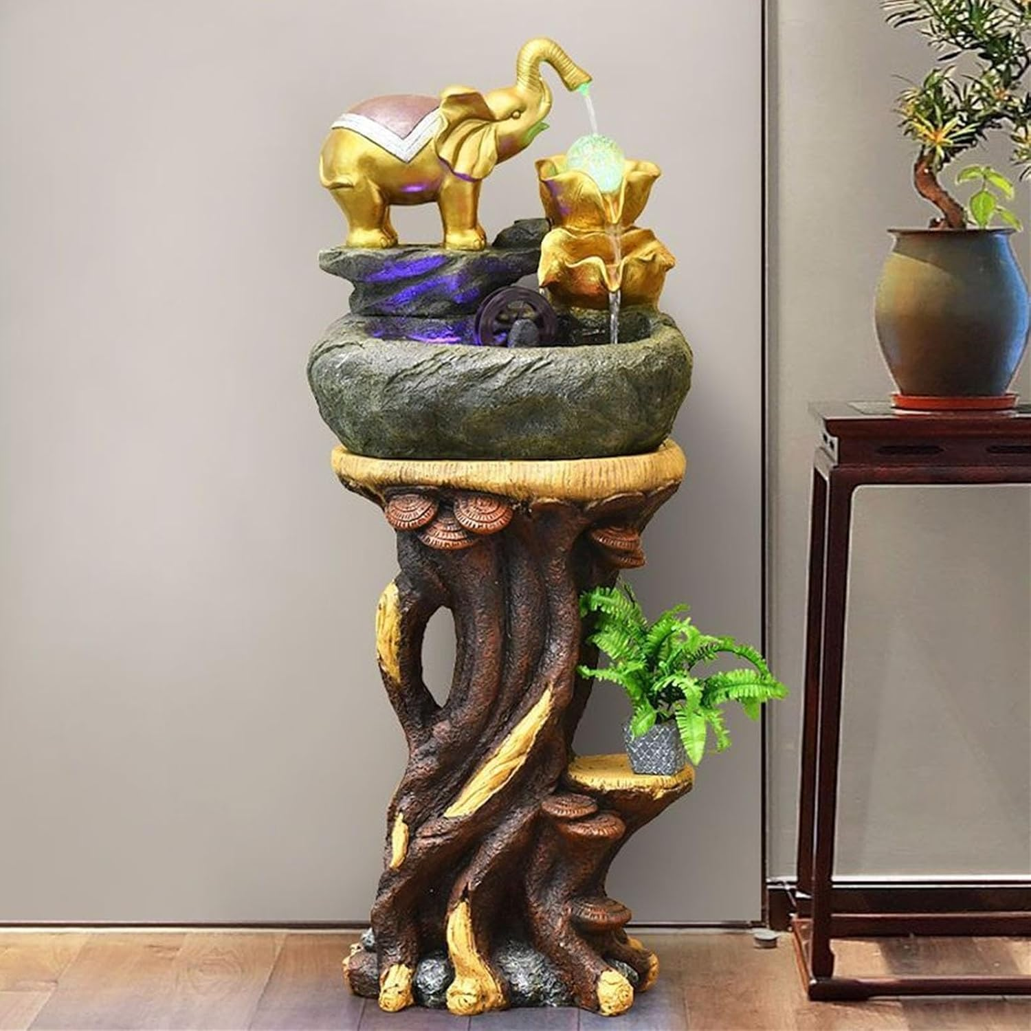 Outdoor Fountain Elephant Indoor Water Fountain, Decoration with Rolling Ball, Floor Standing Decorative Ornament for Home, Office, Bedroom image number 1