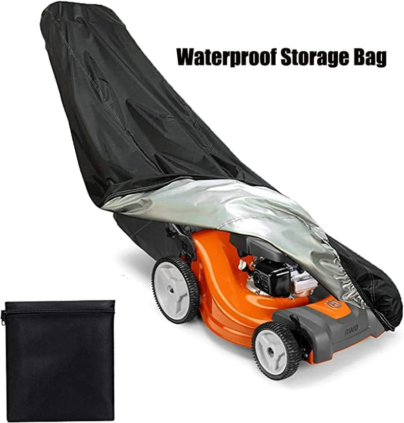 NEAGLORY Outdoors Lawn Mower Cover, Heavy Duty 210D Oxford Waterproof, UV Protection Push Mower Cover, Universal Fit with Drawstring & Storage Bag, Black image number 1