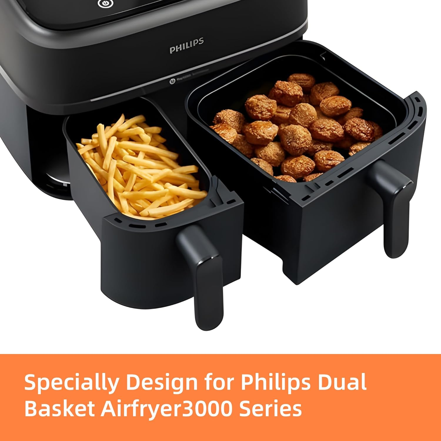 Hot Air Fryer Accessories for Philips Dual Basket Airfryer 3000 Series, Silicone Mould Airfryer Accessories, Hot Air Fryer for Phillips Airfryer 3000 Dual Basket Accessories, 6L/3L image number 2