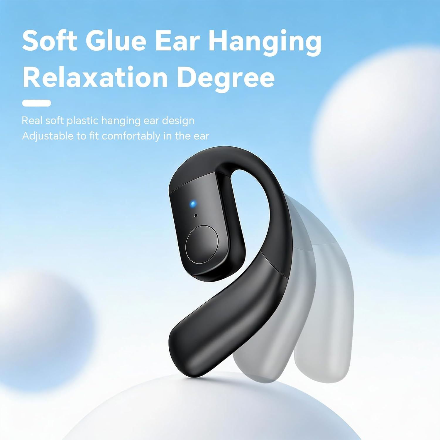 Single Bluetooth One Ear Earbud Open Ear Bud Air Bone Conduction Earbud Earless Out of Ear Headphones Bluetooth Wireless Earpiece with Earhook OWS Open Ear Bud Wireless Ear Hanging Bluetooth Headset - Blue image number 3