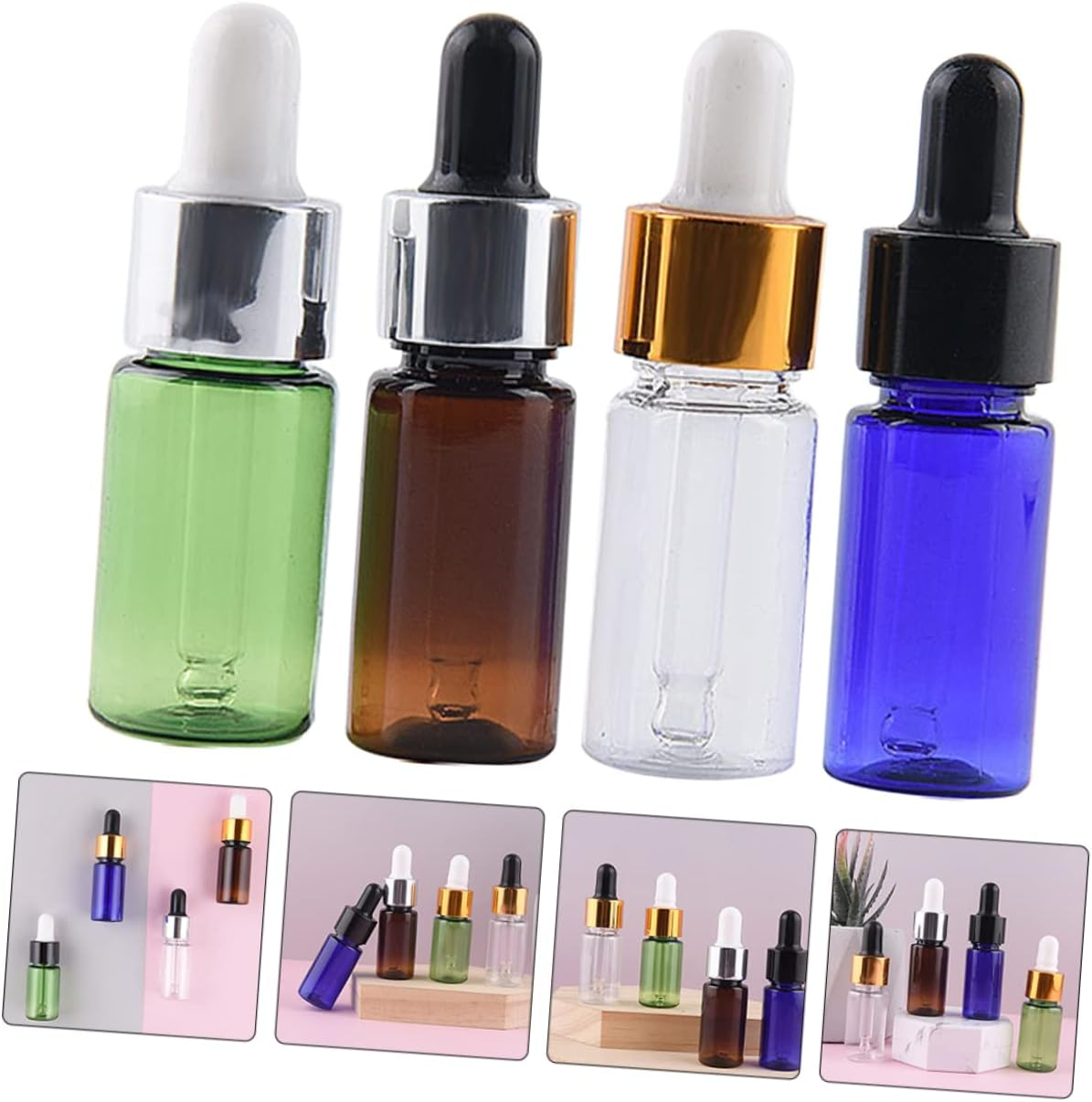 Gatuida 4Pcs Essential Oil Dropper Bottles Travel Friendly Empty Plastic Containers for Essential Oils Safe Durable Design Convenient for Travel and Daily Use (Random Color) image number 2