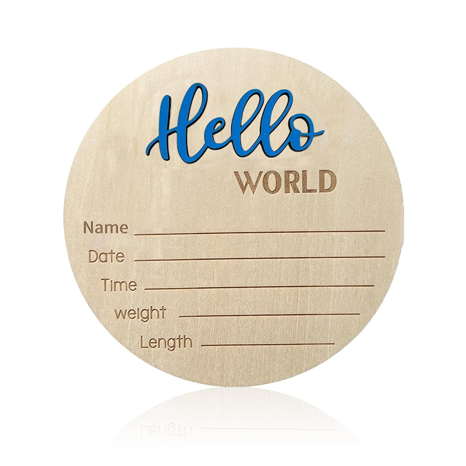 Baby Announcement Sign, ​5.9 Inch Wooden Hello World Newborn Signs, Birth Announcement Sign, Baby Shower Hospital Nursery for Newborn Boys and Girls (White)