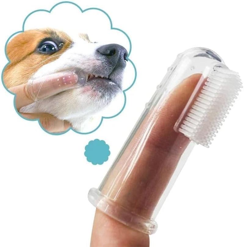 Super Soft Pet Finger Toothbrush Teddy Dog Brush Bad Breath Tartar Teeth Care Tool Dog Cat Cleaning Silicagel Pet Supplies (White) image number 4