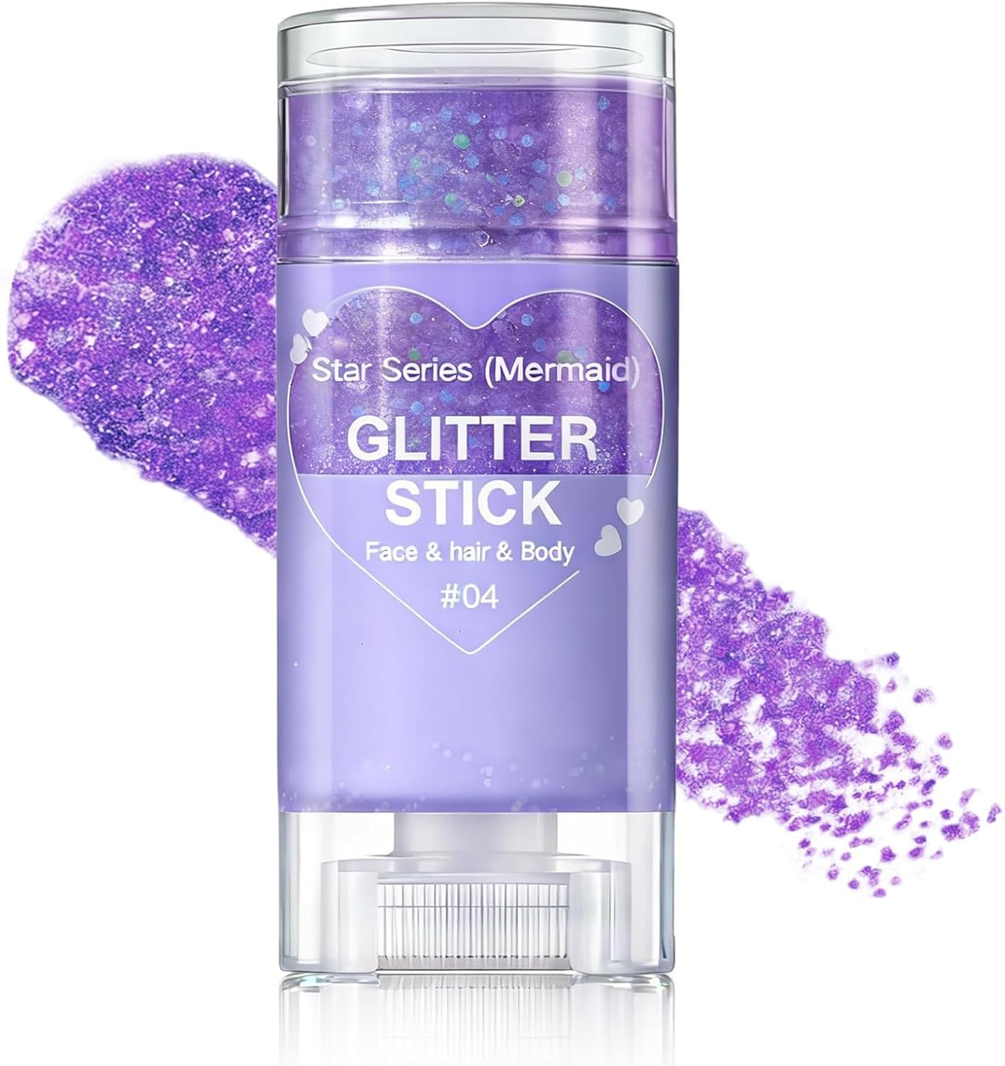Holographic Body Glitter Gel Stick - Chunky Face & Hair Shimmer, JOMWEN Glue-Free & Waterproof Makeup for Festivals, Raves, Concerts, Halloween Accessories (04 Pink, 1 Pack)