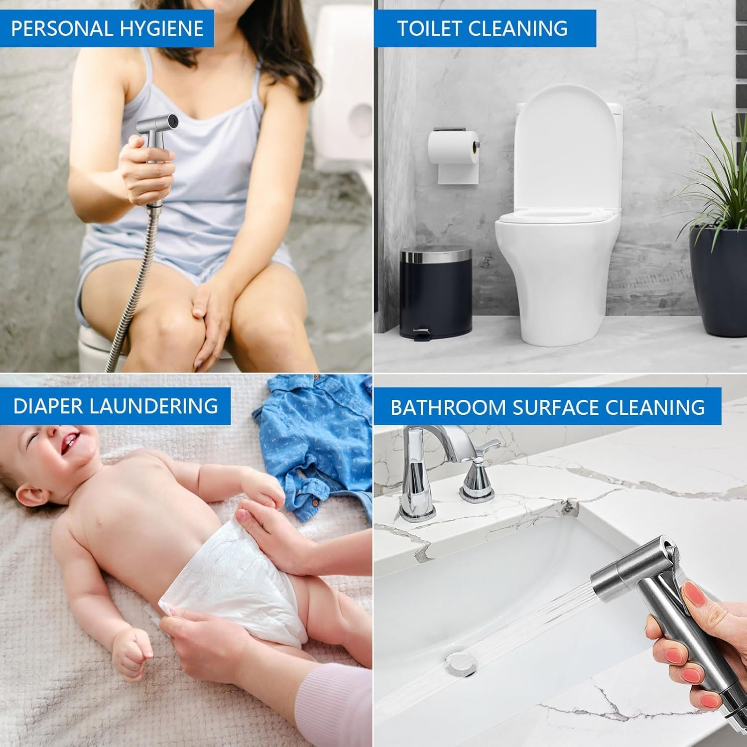 Handheld Toilet Bidet Sprayer for Jet Spray Variable Spray Pressure with Bidet Hose for Feminine Wash Muslim Shower Stainless Steel Bathroom Jet Sprayer Kit for Baby Cloth Diaper Washer image number 3