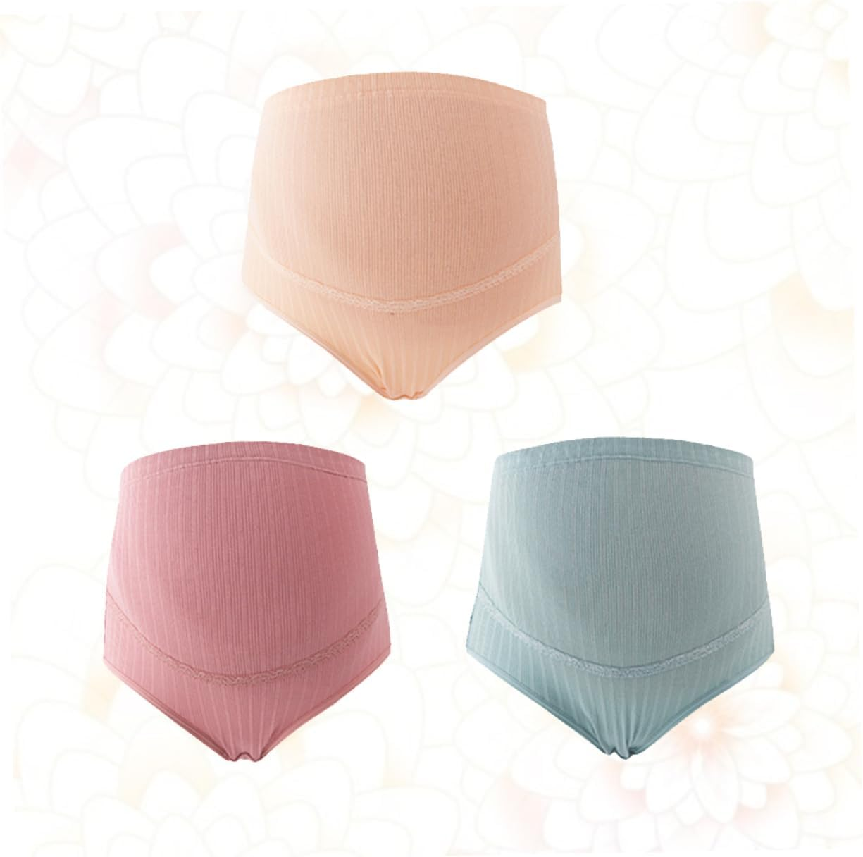 3Pcs High Waist Cotton Maternity Panties Adjustable Splice Stomach Lift Nursing Underwear for Pregnant Women Breathable Soft Stretchable Underwear Pack image number 6