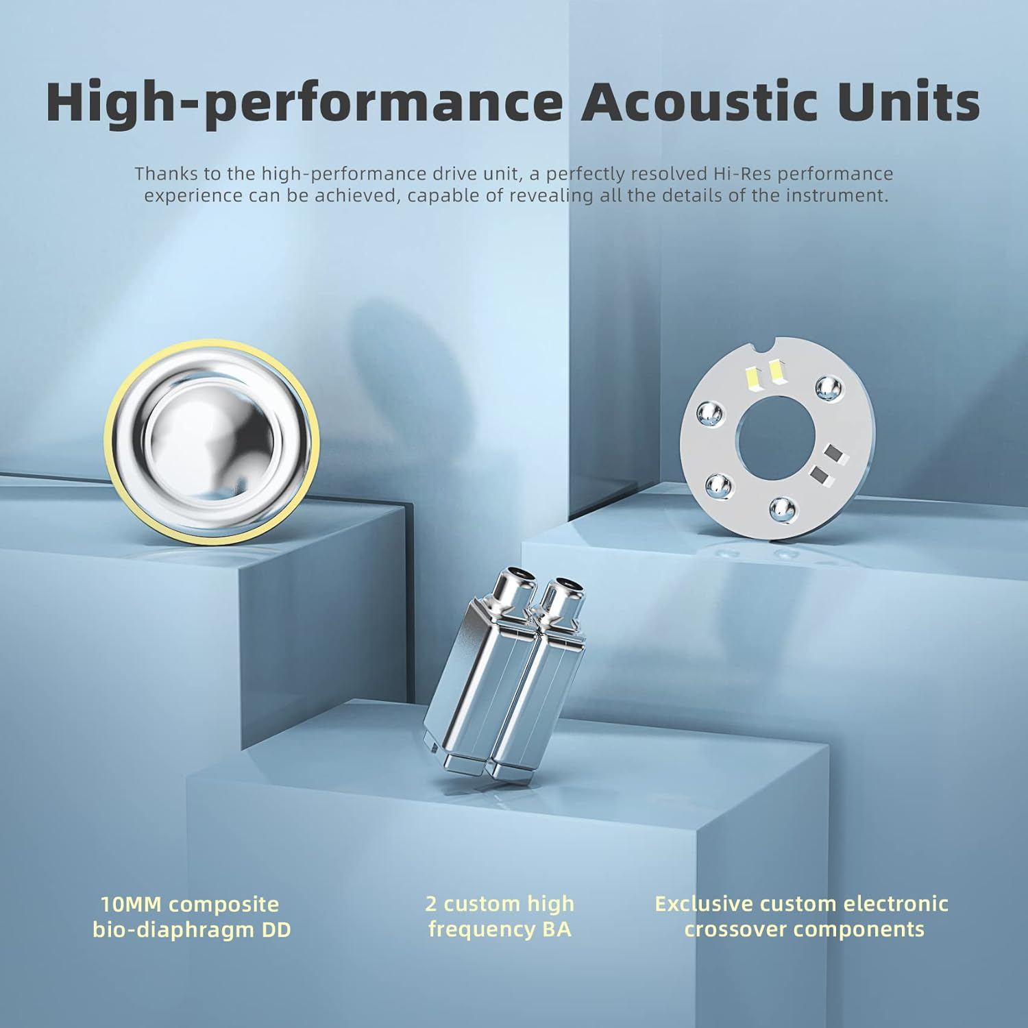 KB2208 Hifi In-Ear Monitor, High Performance DD Unit, Powerful Bass, In-Ear Headphones, Detachable Cable Design, 0.78 Mm, 2 Pin, for Musicians, Singers, Drummers (Silver, Microphone) image number 2