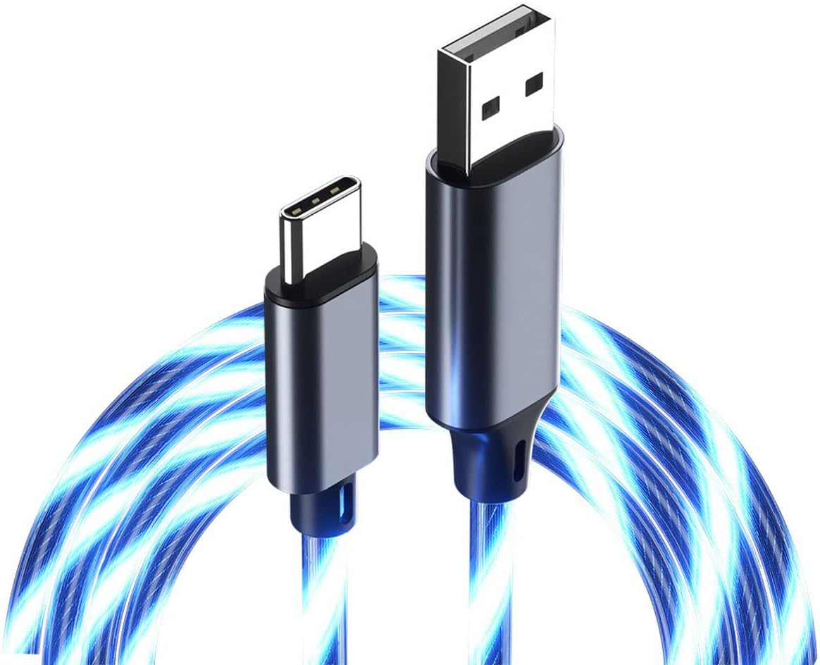 Kashimura NAJ-636 Full Cable Glows Vibrant and Products. Charging & Sync USB-A to Type-C Cable, 4.9 Ft (1.2 M), Rainbow LED