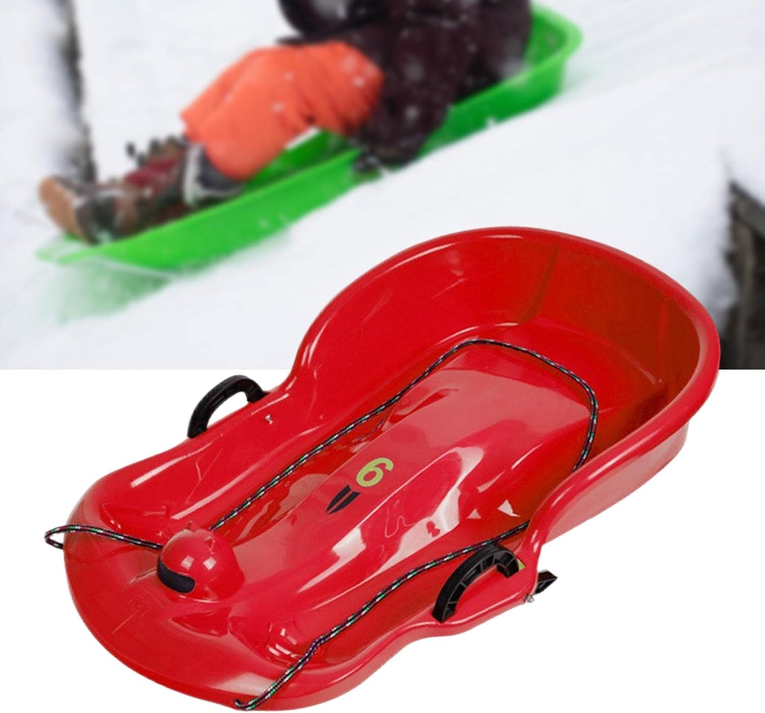 Portable Winter Snow Sled Sledding Sleigh Toboggan Kids Sledge for Yard Backyard image number 2