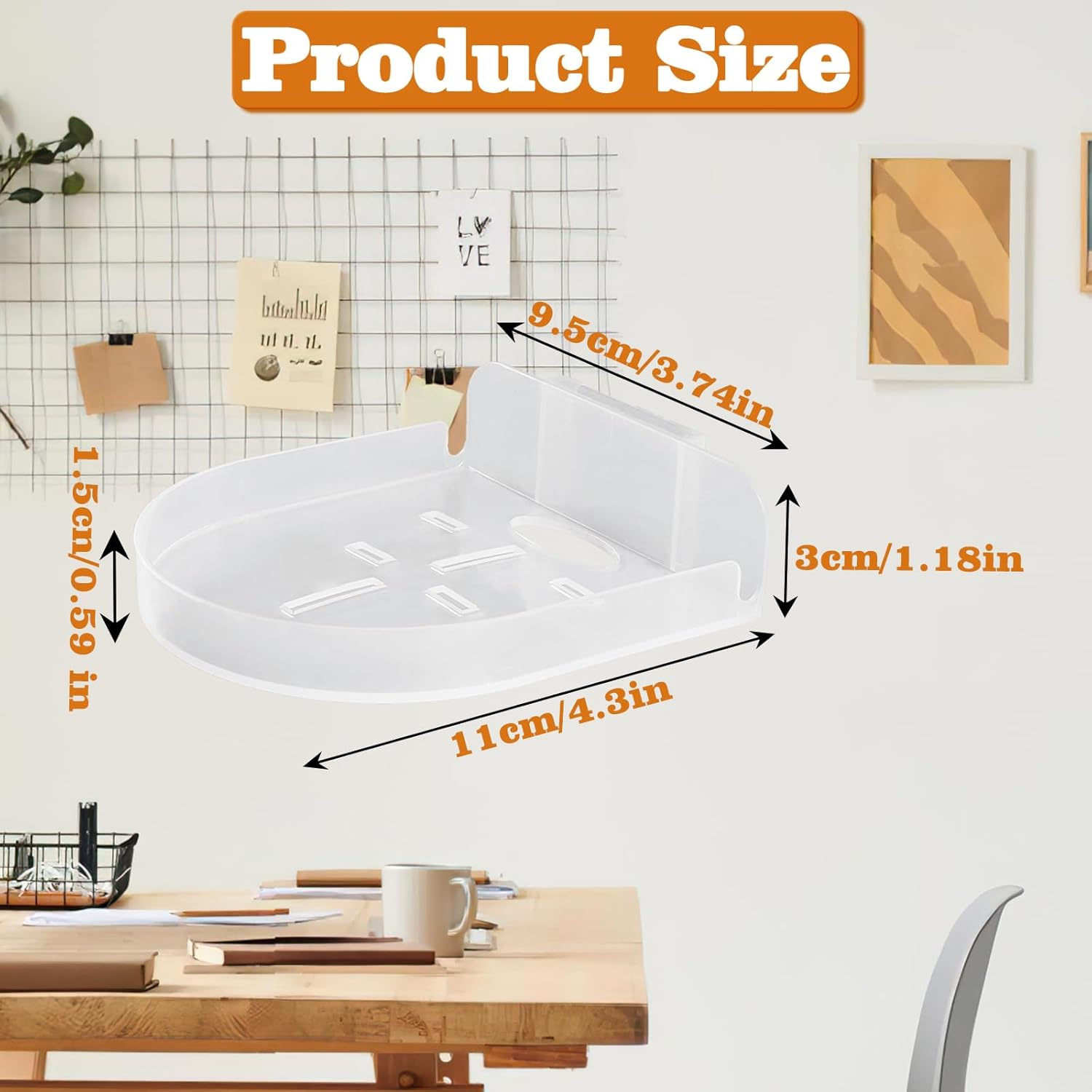 4 Pack Security Camera Wall Mount, Adhesive Baby Monitor Wall Moun Shelves, Universal Command Strip Shelf with Cable Clips (Transparent) image number 2