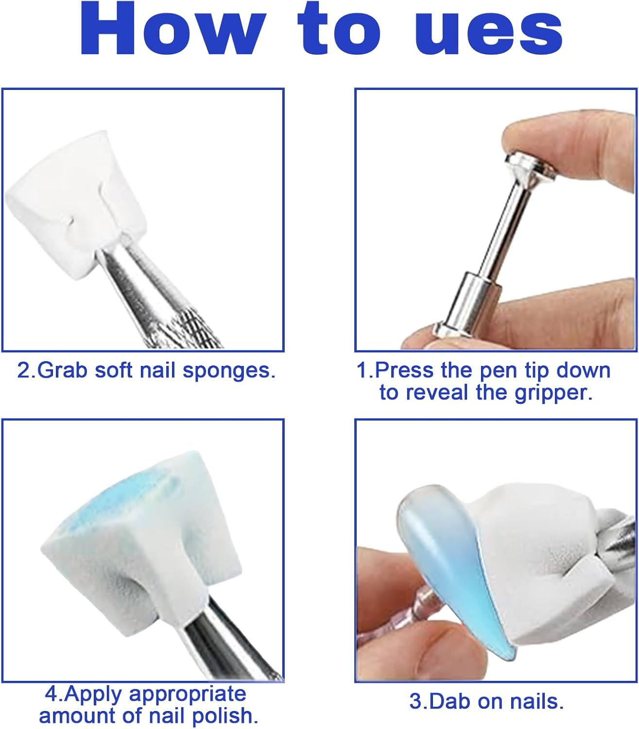 100 Pcs Nail Sponges with Metal Grabber, Nail Buffer Block, Nail Art Tools Sponge Brush, Used to Create a Variety of Nail Art Patterns image number 5