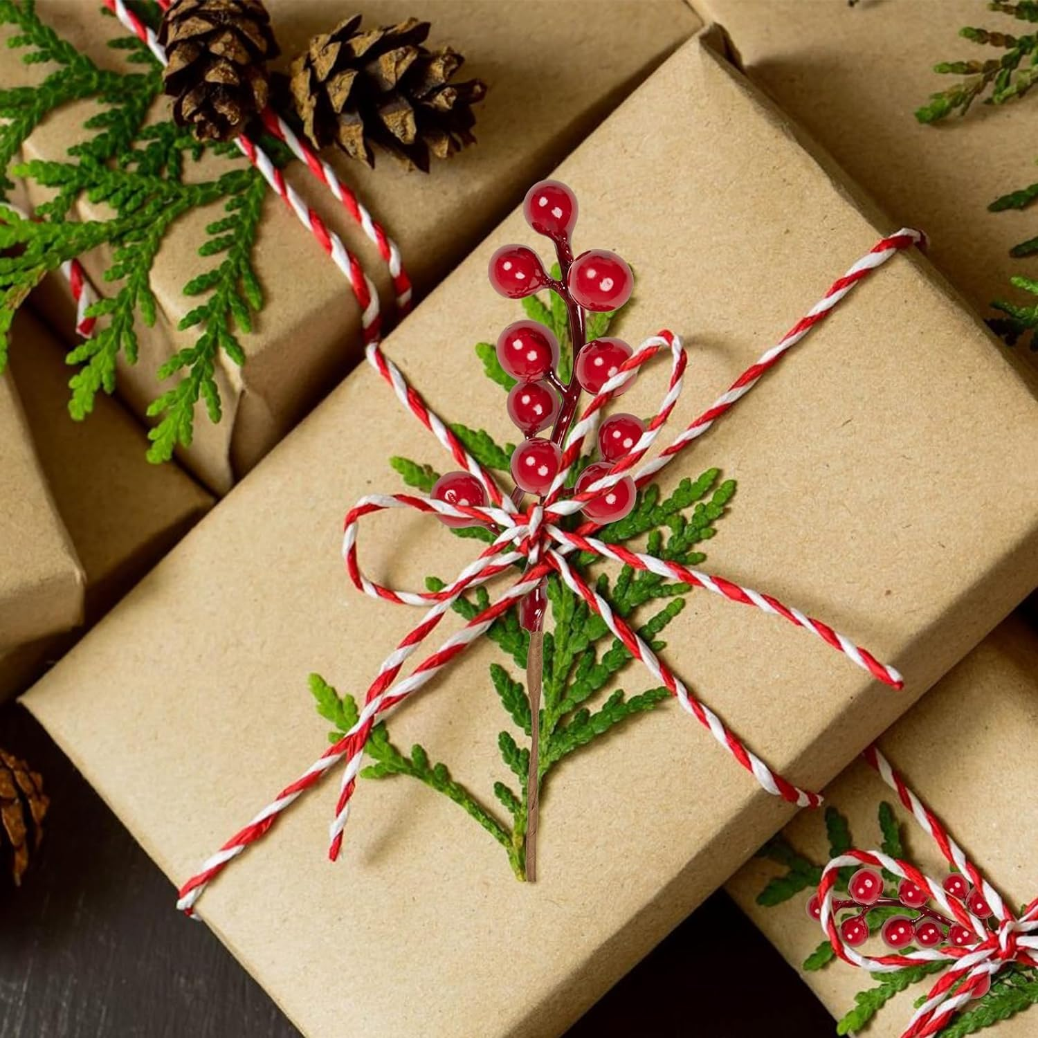 32 Pack Christmas Berries for Crafts Artificial Red Berry Stems Red Berry Picks Holly Berries for Christmas Tree Wreath DIY Holiday Decorations (6.5Inch) image number 6