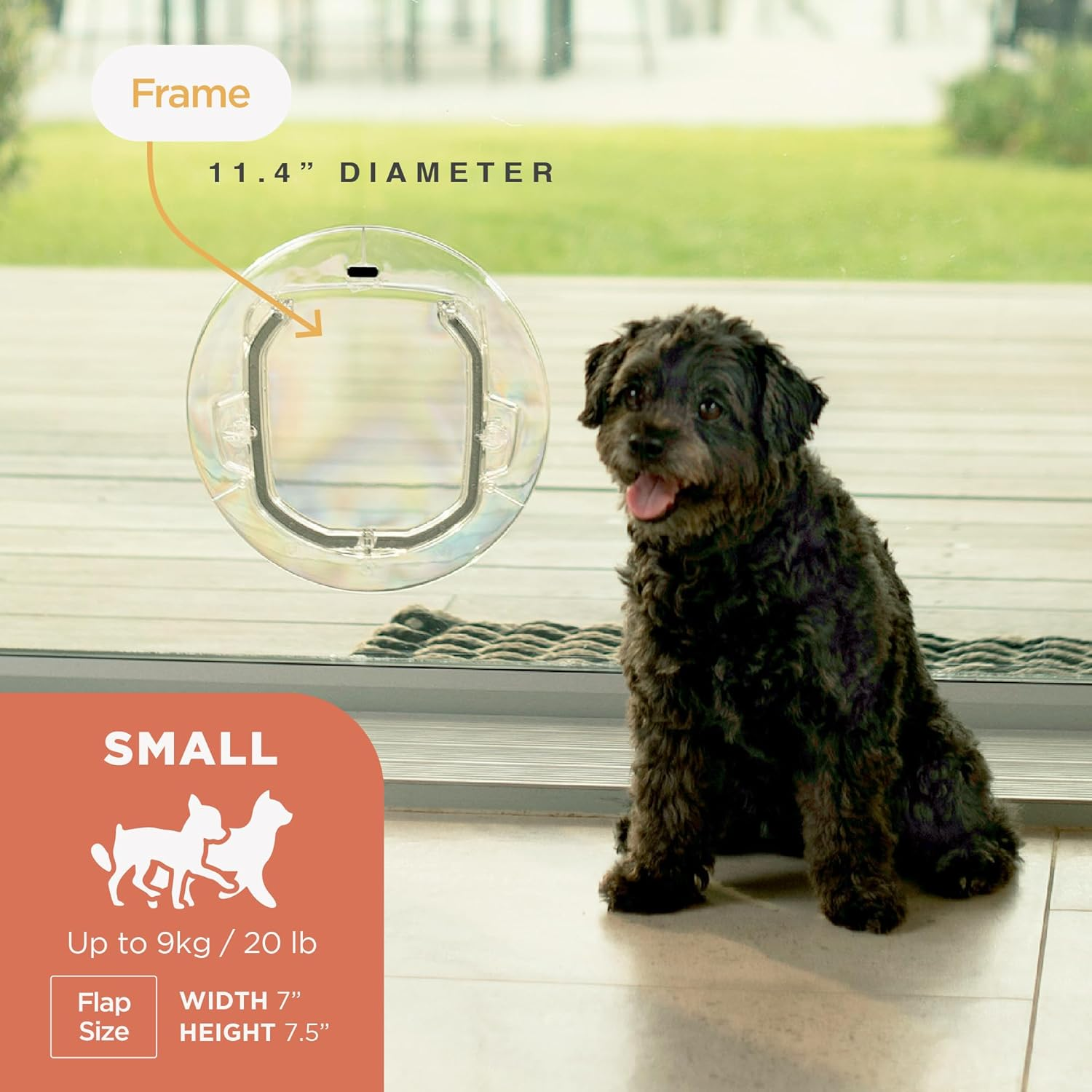 Hakuna Pets Cat & Small Dog Pet Door with 4-Way Locks for Screeens, Glass Doors & Windows up to 0.6" Thick, for Pets up to 20 Lb, Ultra Clear image number 4