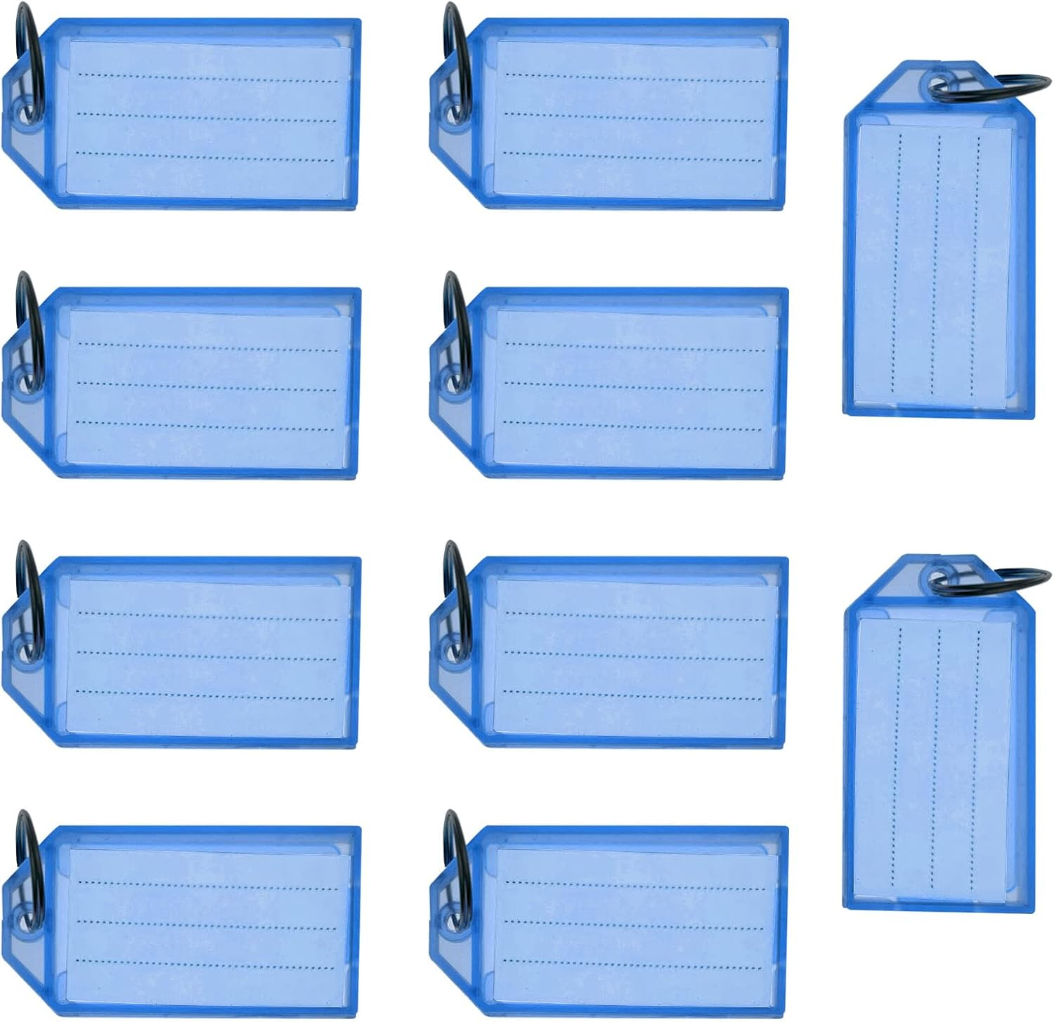 10 PCS Plastic Key Fobs with Labels and Key Rings, Semi Transparent, USB, ID Tags, Luggage Name Tags